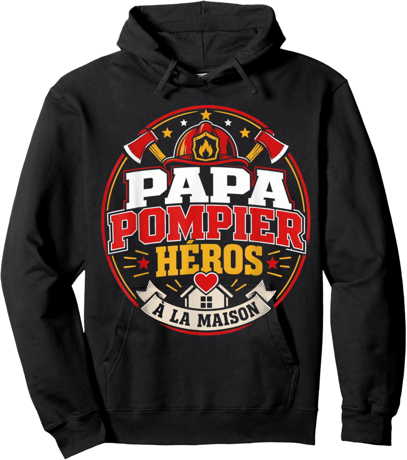 Papa Pompier Héros à la Maison Cadeau Fête des Pères Hoodie - Hoodie | Black