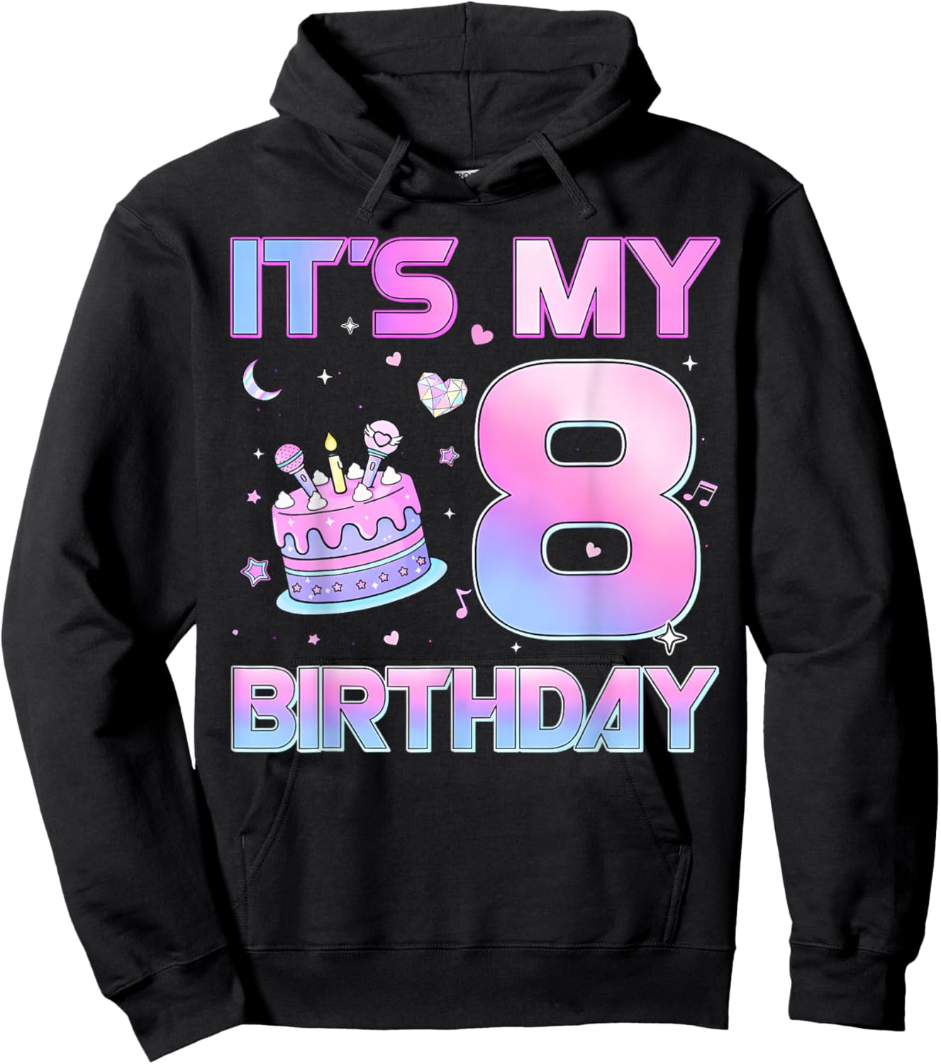 Birthday Girl It's My 8th Birthday 8 Year Old Party Hoodie - Hoodie | Black