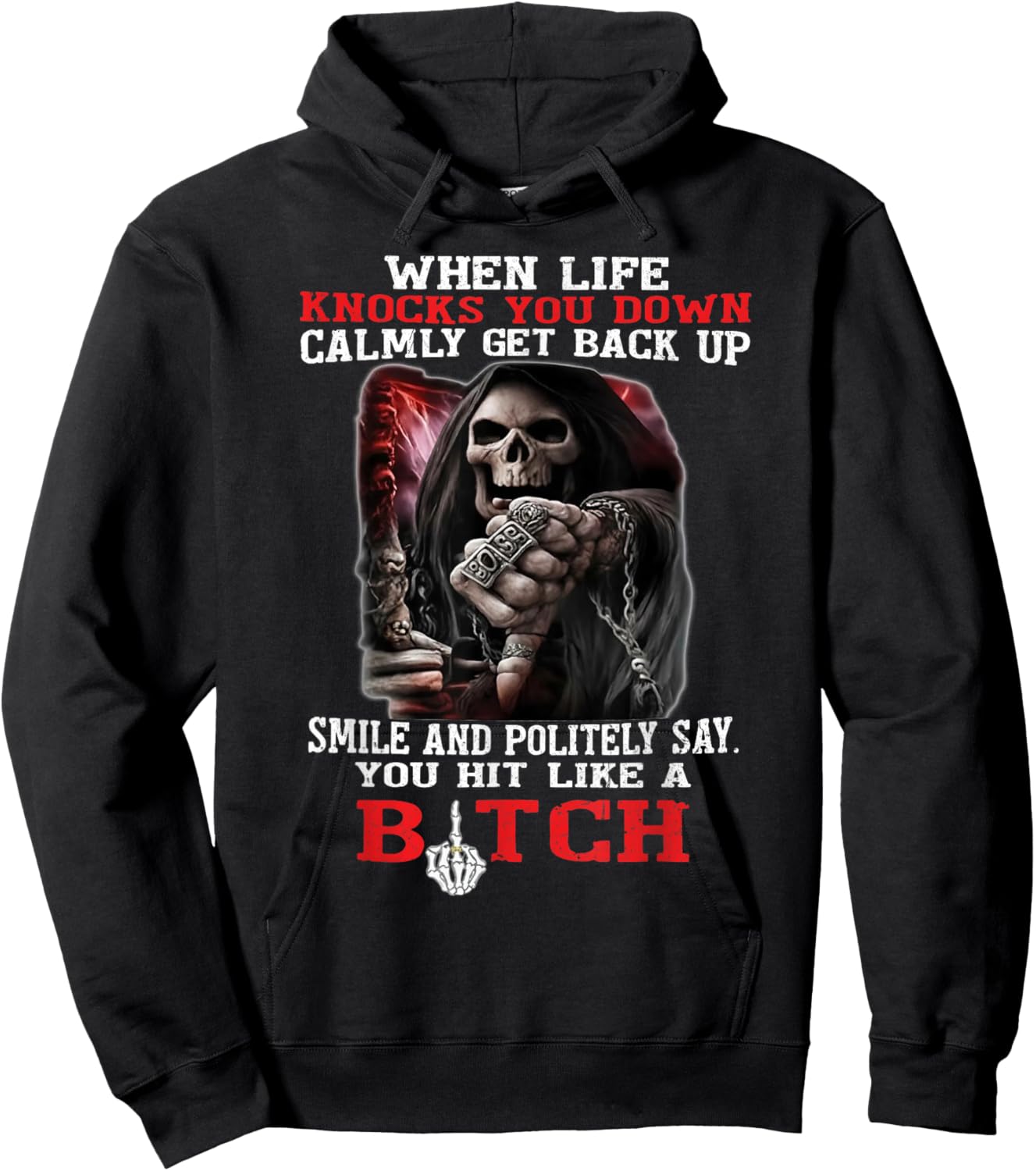 When Life Knocks You Down Calmly Get Back Up Smile Hoodie - Hoodie | Black