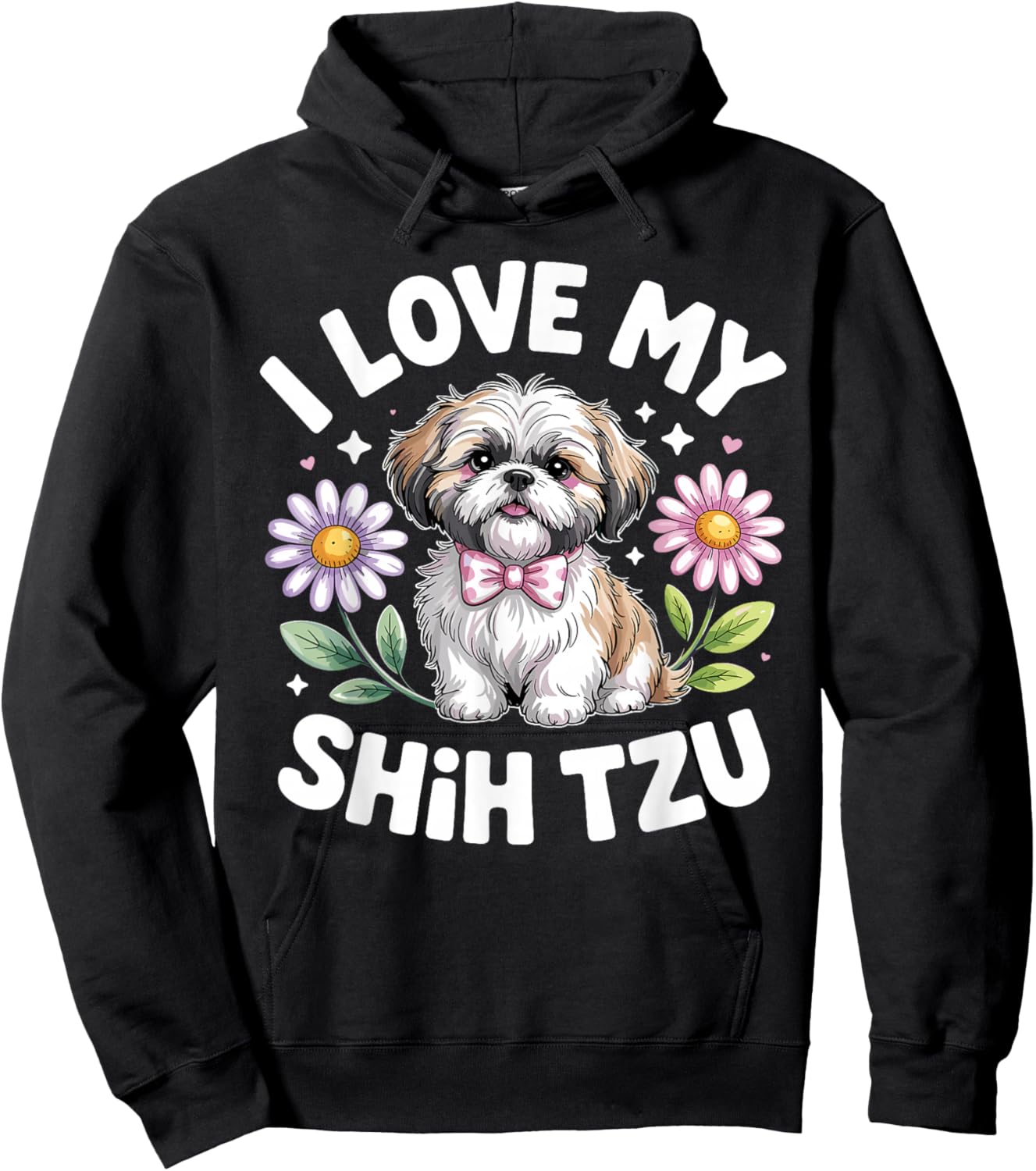 Funny Shih Tzu Art Women Kids Puppy Shih Tzu Lover Hoodie - Hoodie | Black