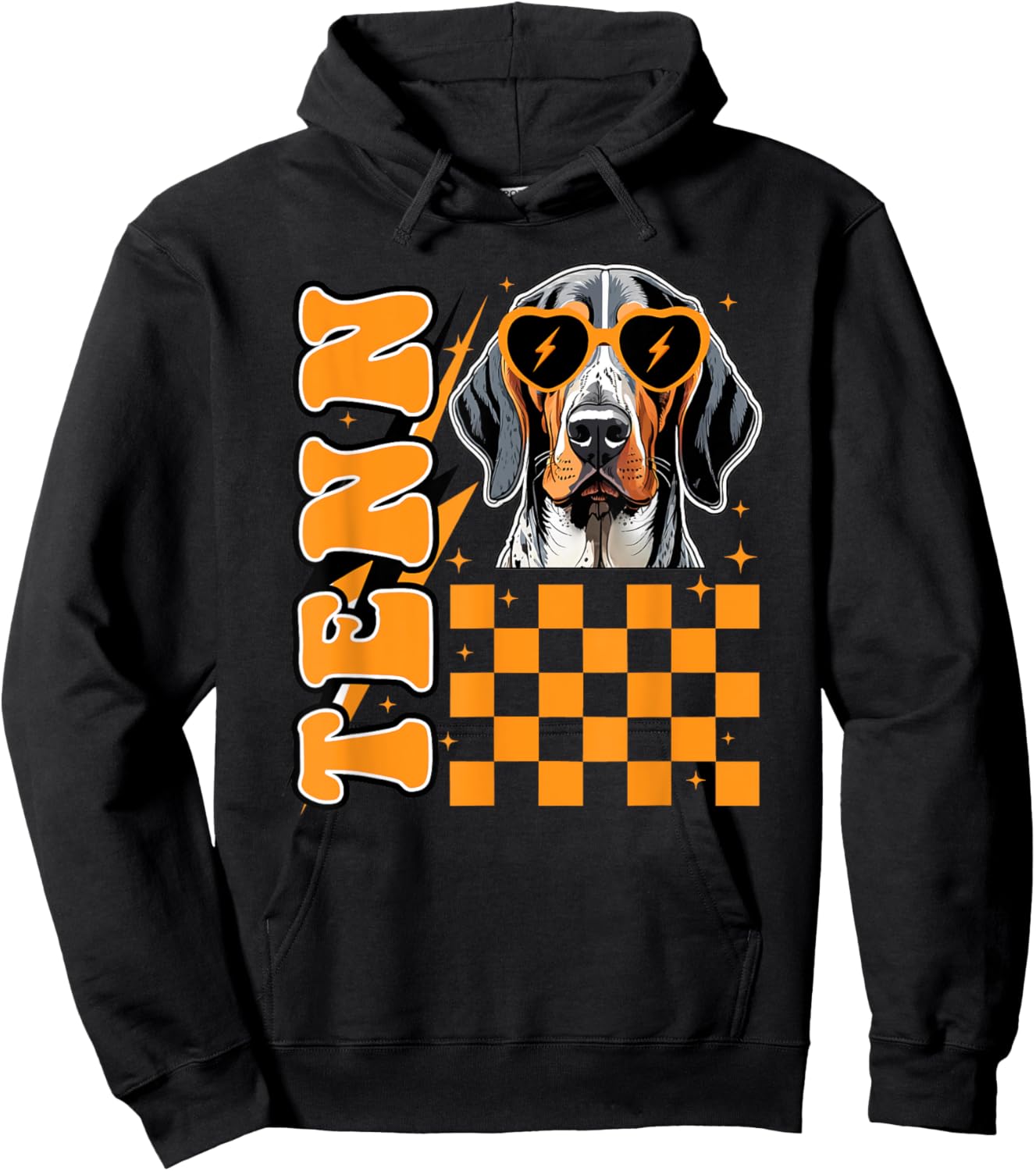 Tennessee Orange White Hound Dog Vintage, TN Orange Blooded Men Women Kids Hoodie - Hoodie | Black