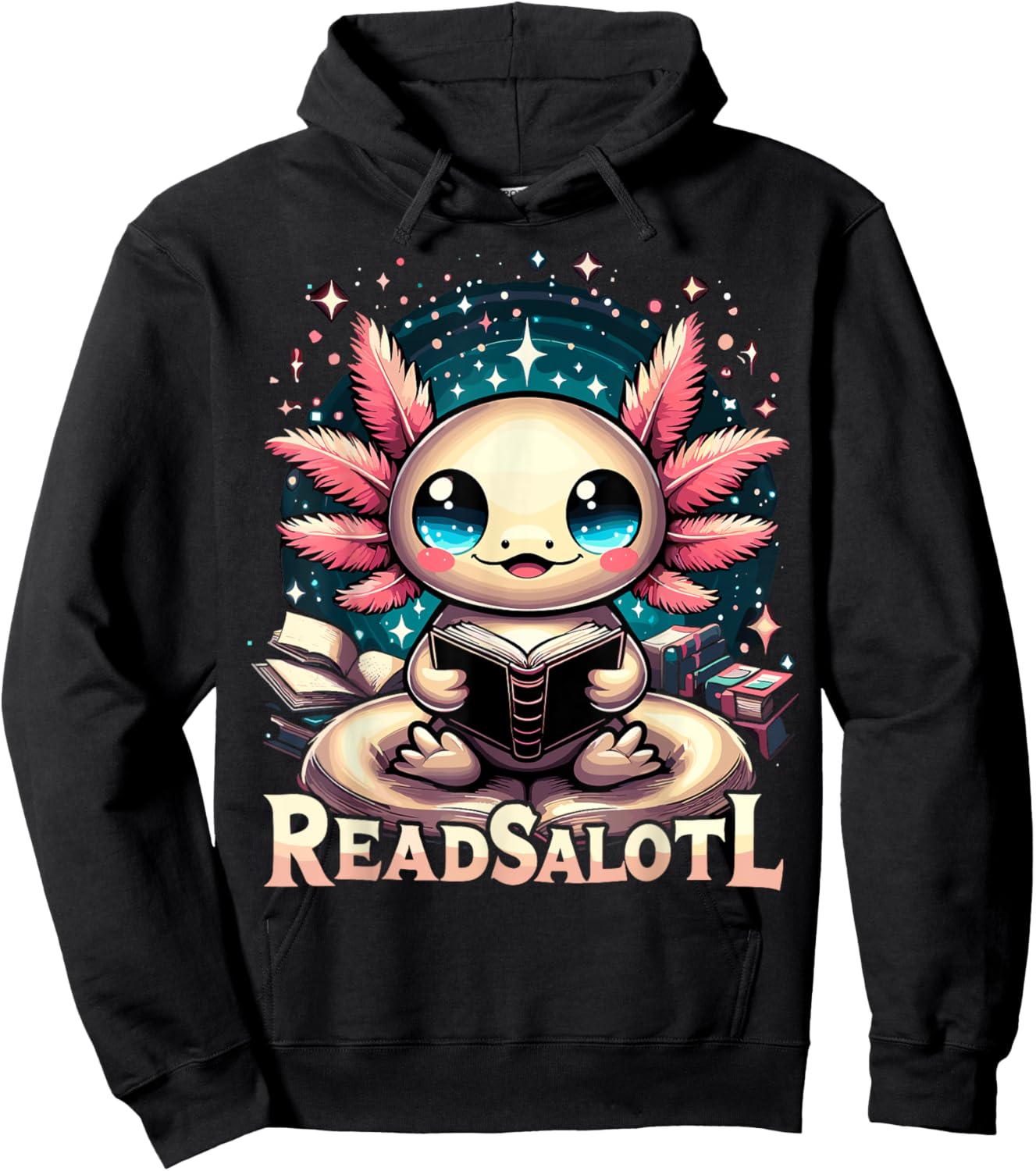 Axolotl Books Lover Readsalotl Reading Bookworm Hoodie - Hoodie | Black