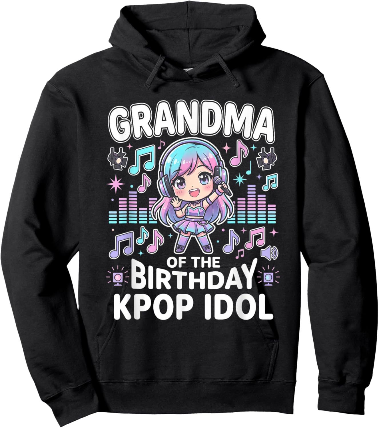 Grandma of the Birthday Kpop Idol Chibi Girls K pop Theme Hoodie - Hoodie | Black