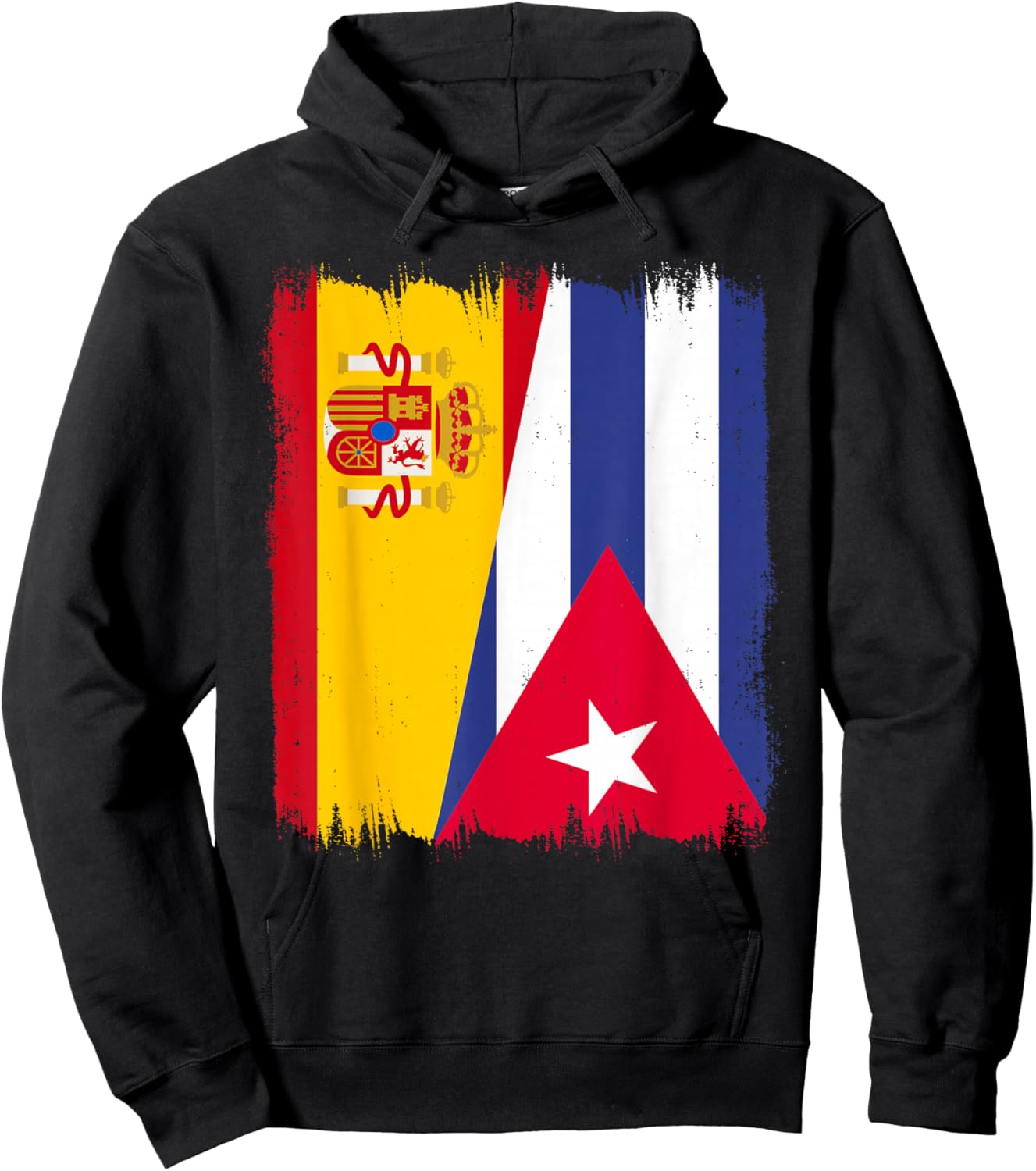 Spain Cuba Half Flag Cubano Pride Spanish Cuban Heritage Hoodie - Hoodie | Black