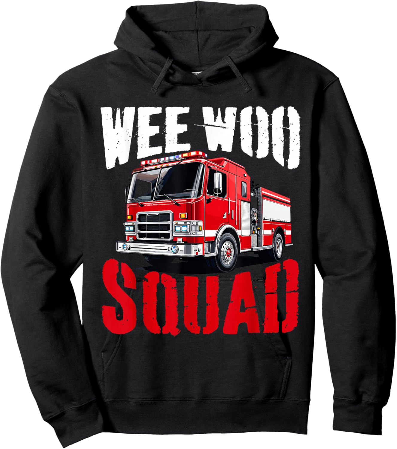 Wee Woo Squad Funny Firefighter Fire Truck Fireman Men Women Hoodie - Hoodie | Black
