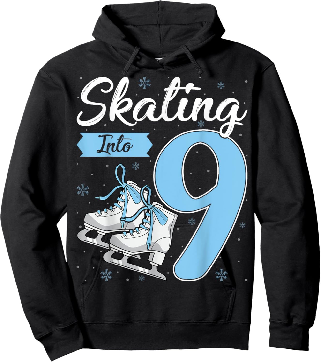Skating Into 9 Ice Skating Skater 9th Birthday Party Hoodie - Hoodie | Black