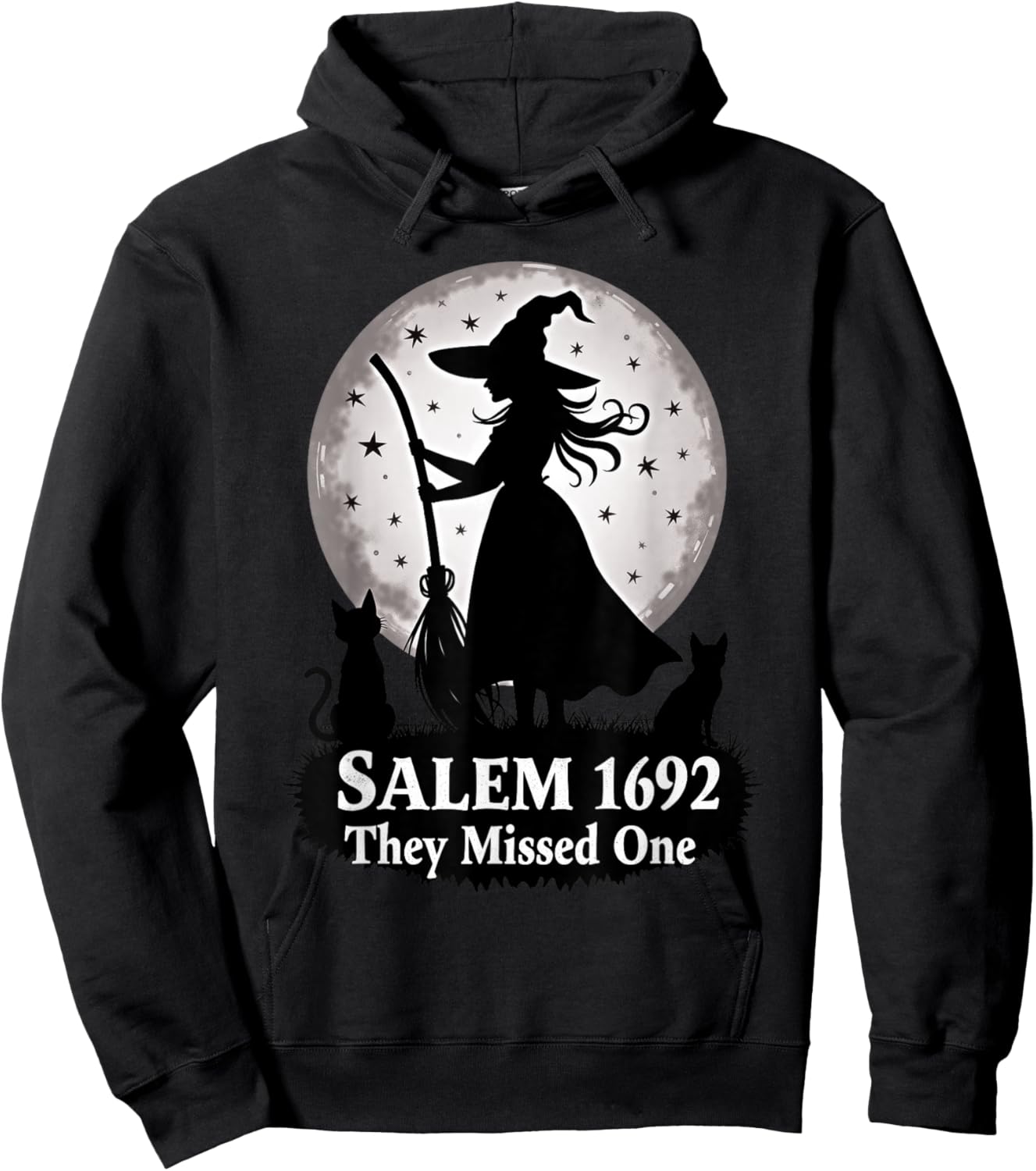 Full Moon Halloween Witch Salem They Missed One cat mom Hoodie - Hoodie | Black