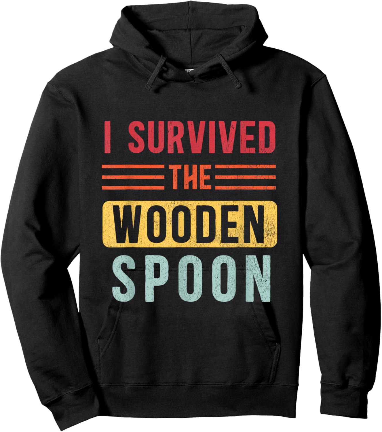 Wooden Spoon Survivor Funny Childhood Humor Hoodie - Hoodie | Black
