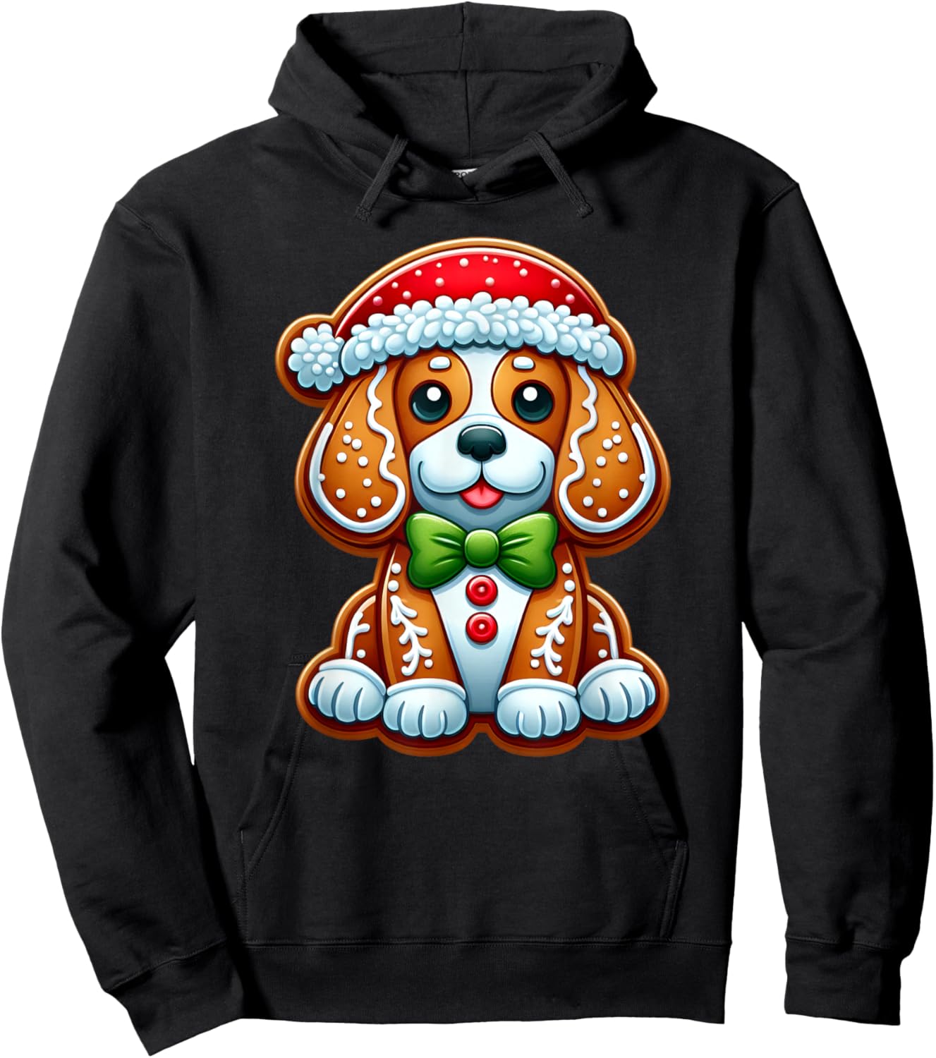 Funny Gingerbread Man Beagle Christmas Dog Kids Hoodie - Hoodie | Black