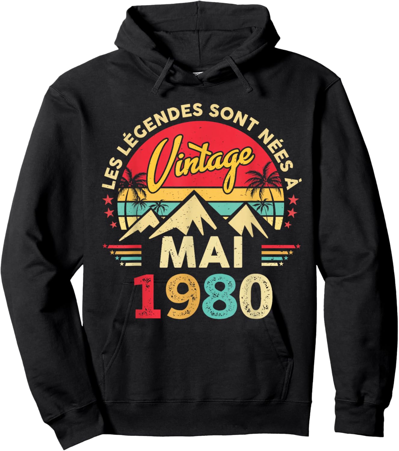 Vintage Mai 1980 Cadeau Anniversaire 46 Ans Hommes Femmes Hoodie - Hoodie | Black