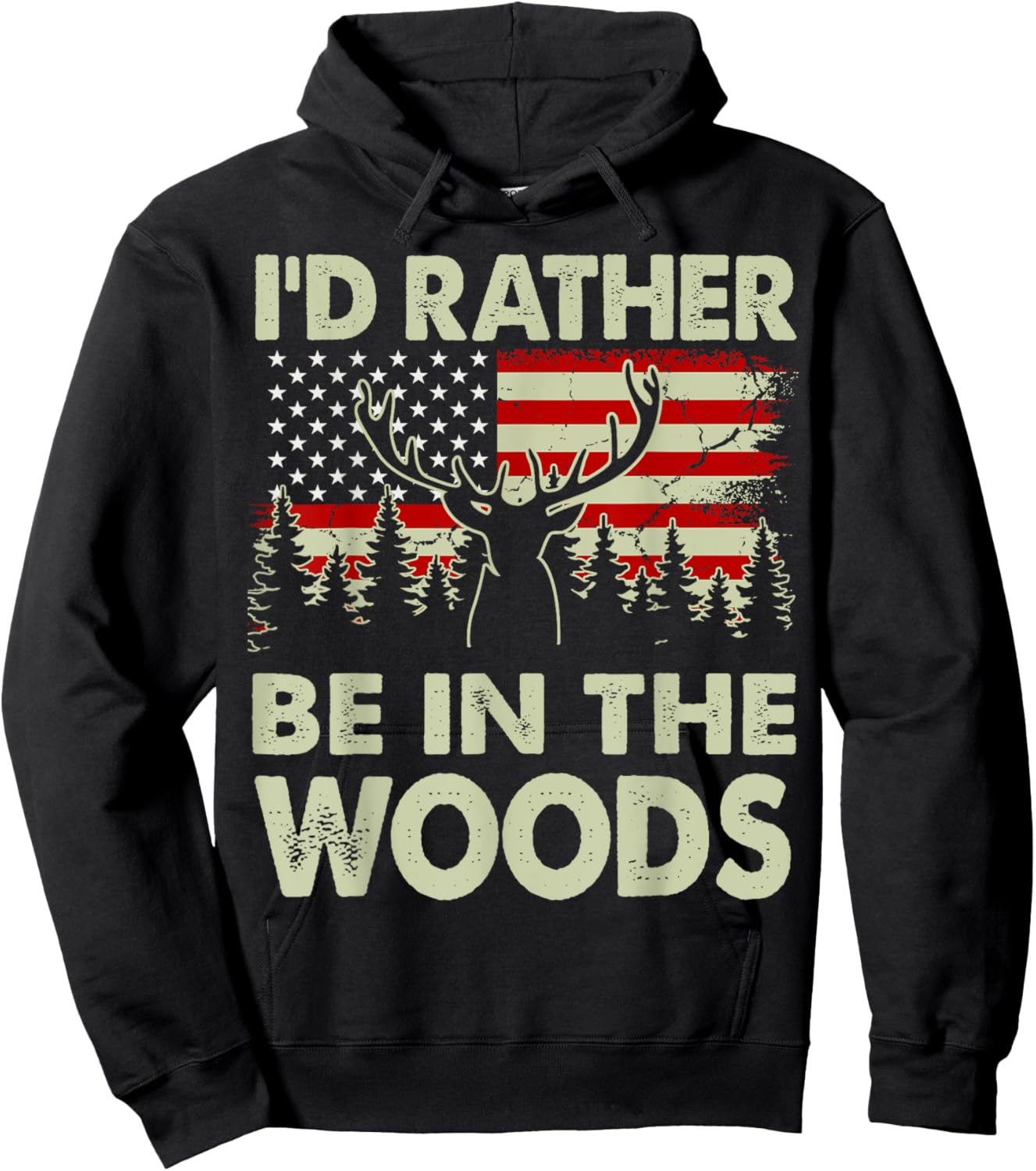 I'd Rather Be In The Woods Deer Hunting-Shirt Hunter Dad Men Hoodie - Hoodie | Black