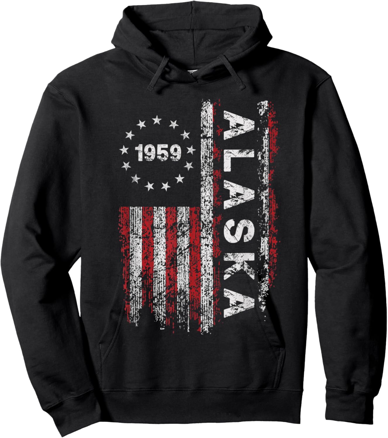 Alaska State US Flag Vintage Women Youth Hoodie - Hoodie | Black