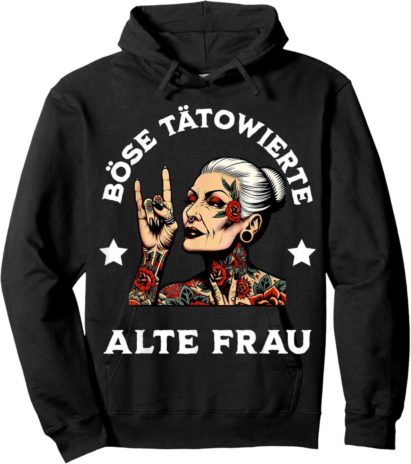 Böse Alte Tätowierte Frau Hoodie - Hoodie | Black