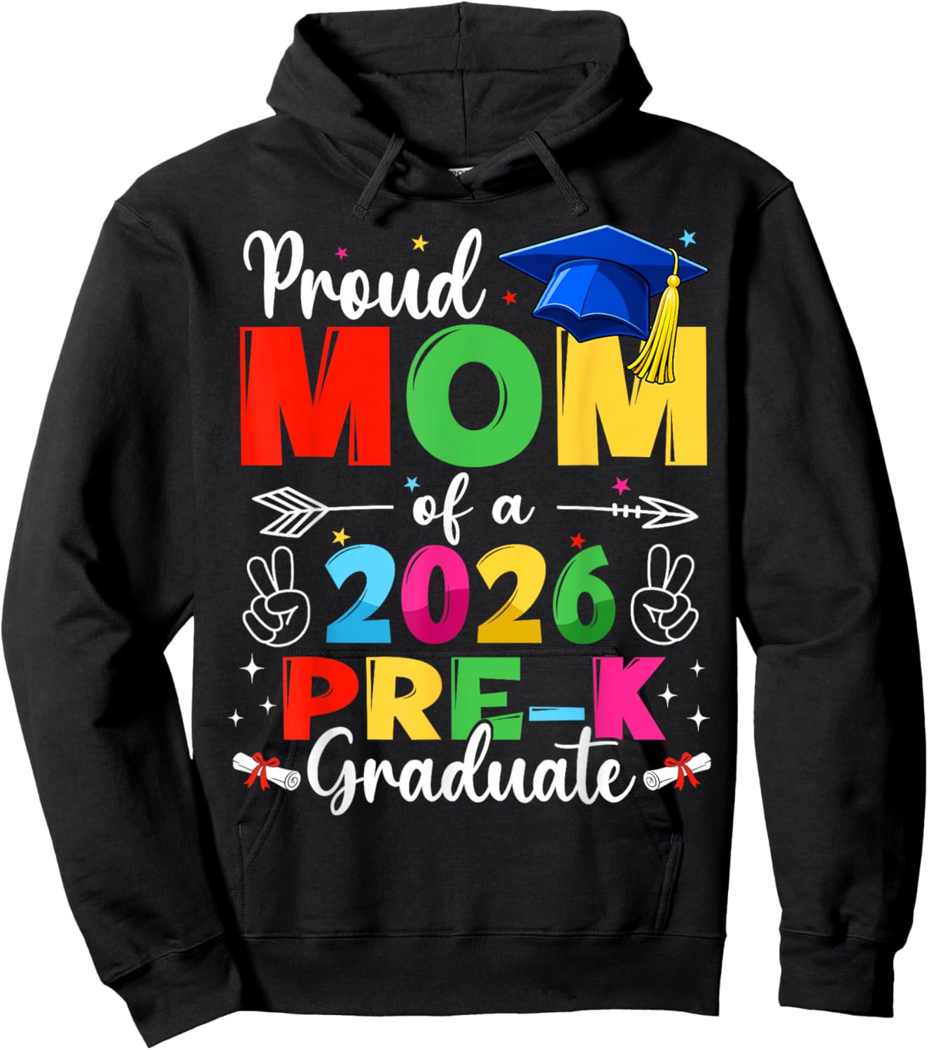 Proud Mom Class of 2026 Pre-K Graduate Graduation Family Hoodie - Hoodie | Black