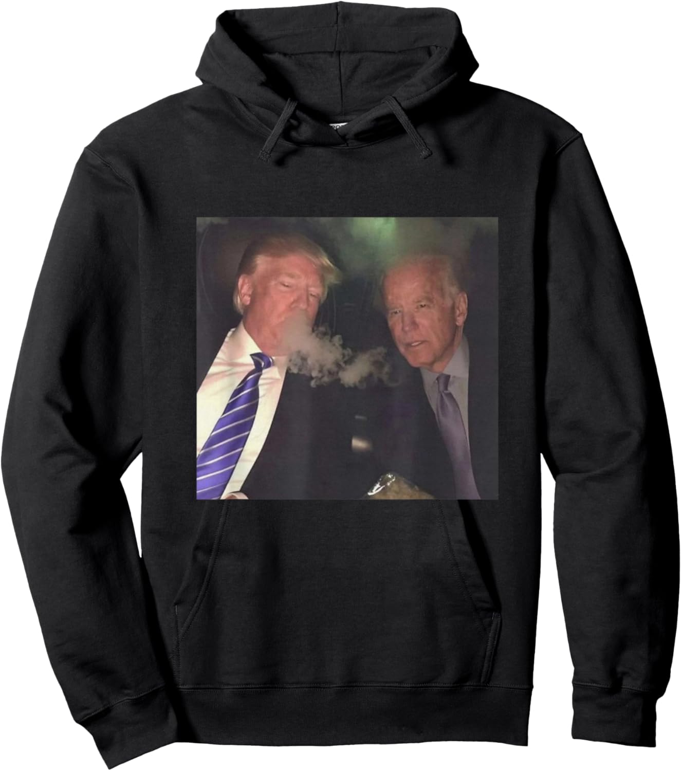 Funny Trump and Biden Smoking Hoodie - Hoodie | Black