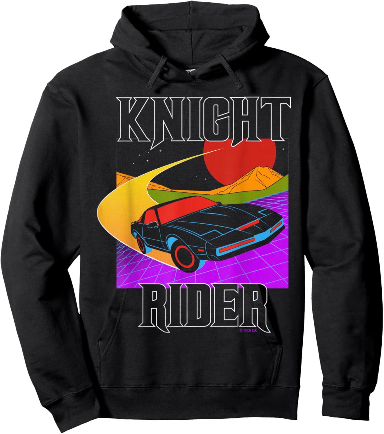 Knight Rider Retro Neon Car Sunset Hoodie - Hoodie | Black