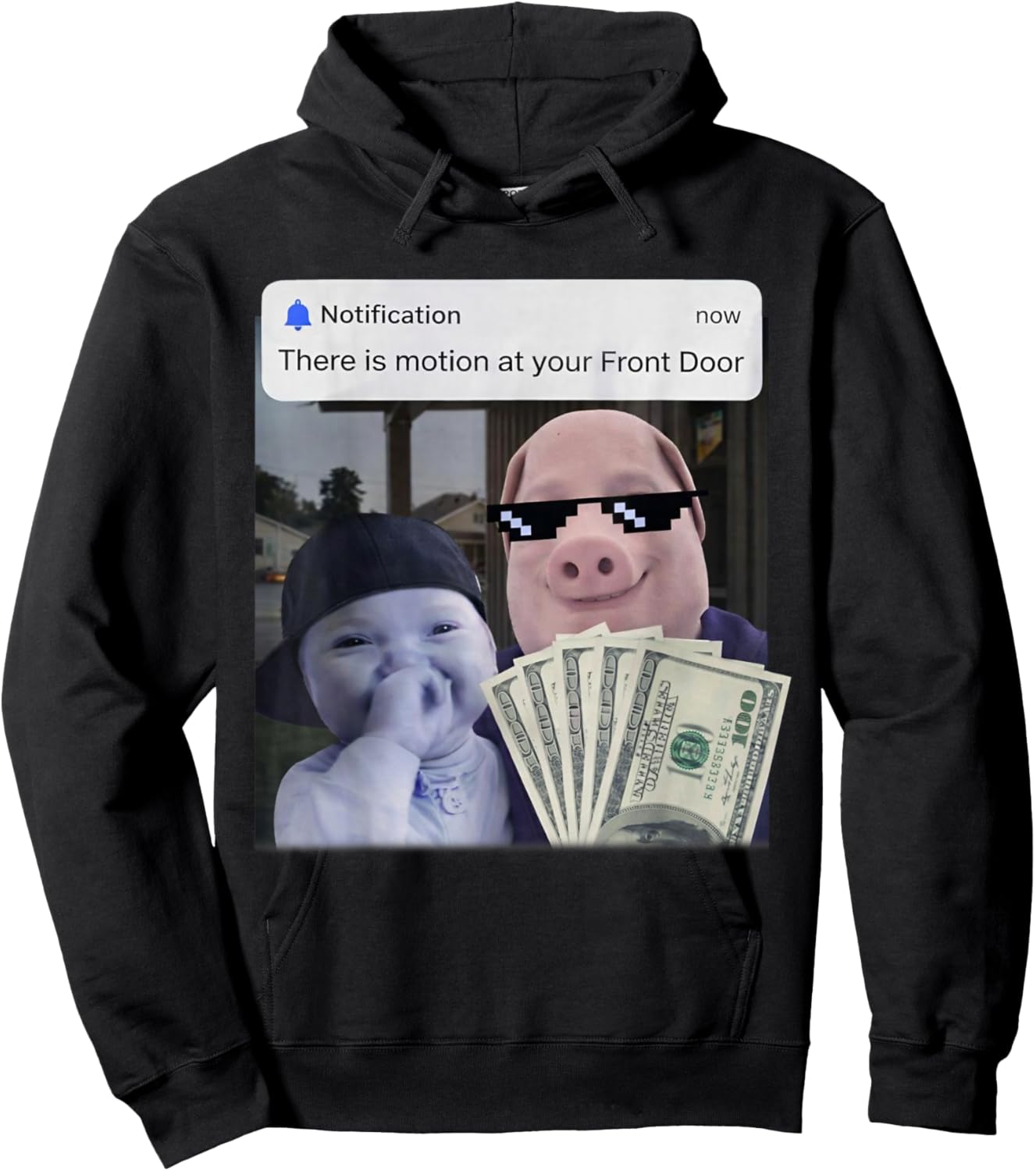 There is Motion At Your Front Door John Pork AI Baby Meme Hoodie - Hoodie | Black