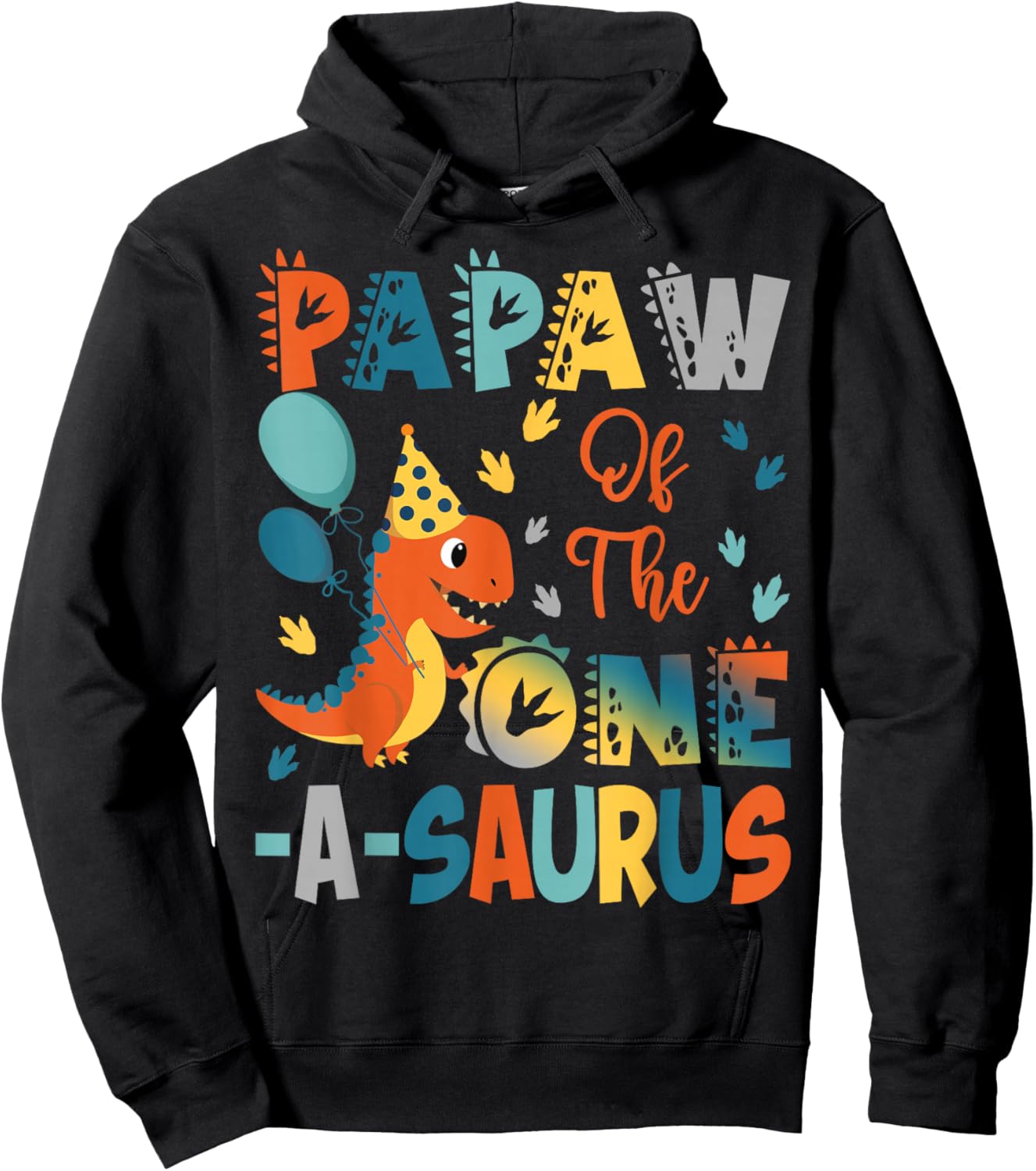 Papaw Of The One-A-Saurus 2Nd Birthday Dinosaur Party Hoodie - Hoodie | Black