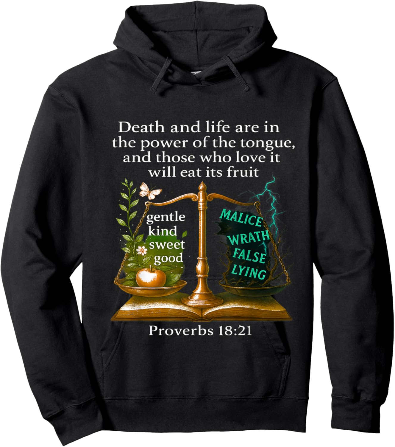 Proverbs 18:21 Bible Verse Hoodie - Hoodie | Black