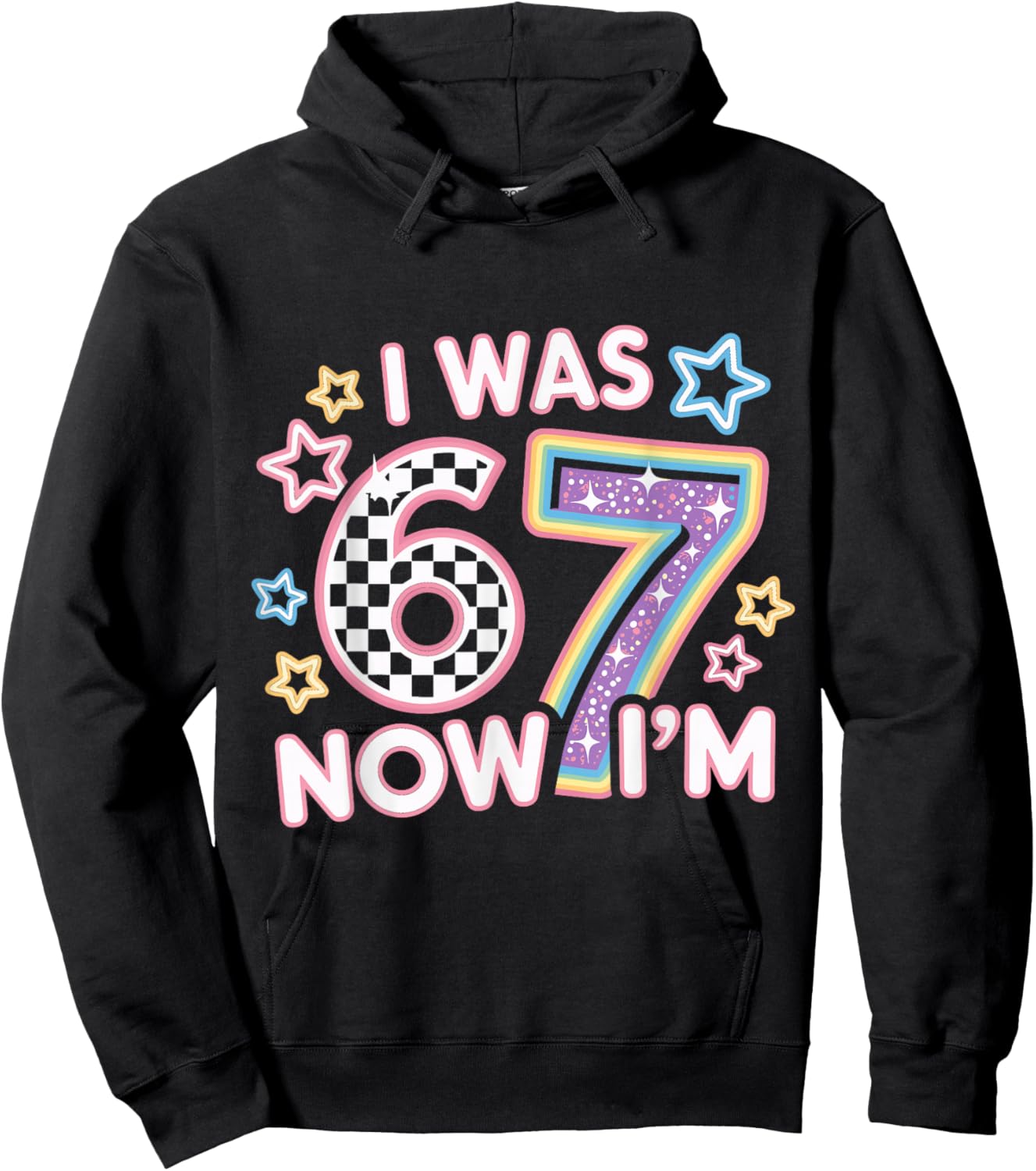 7 Year Old Birthday Retro 6 Now I'm 7 67 Funny for Kids Hoodie - Hoodie | Black