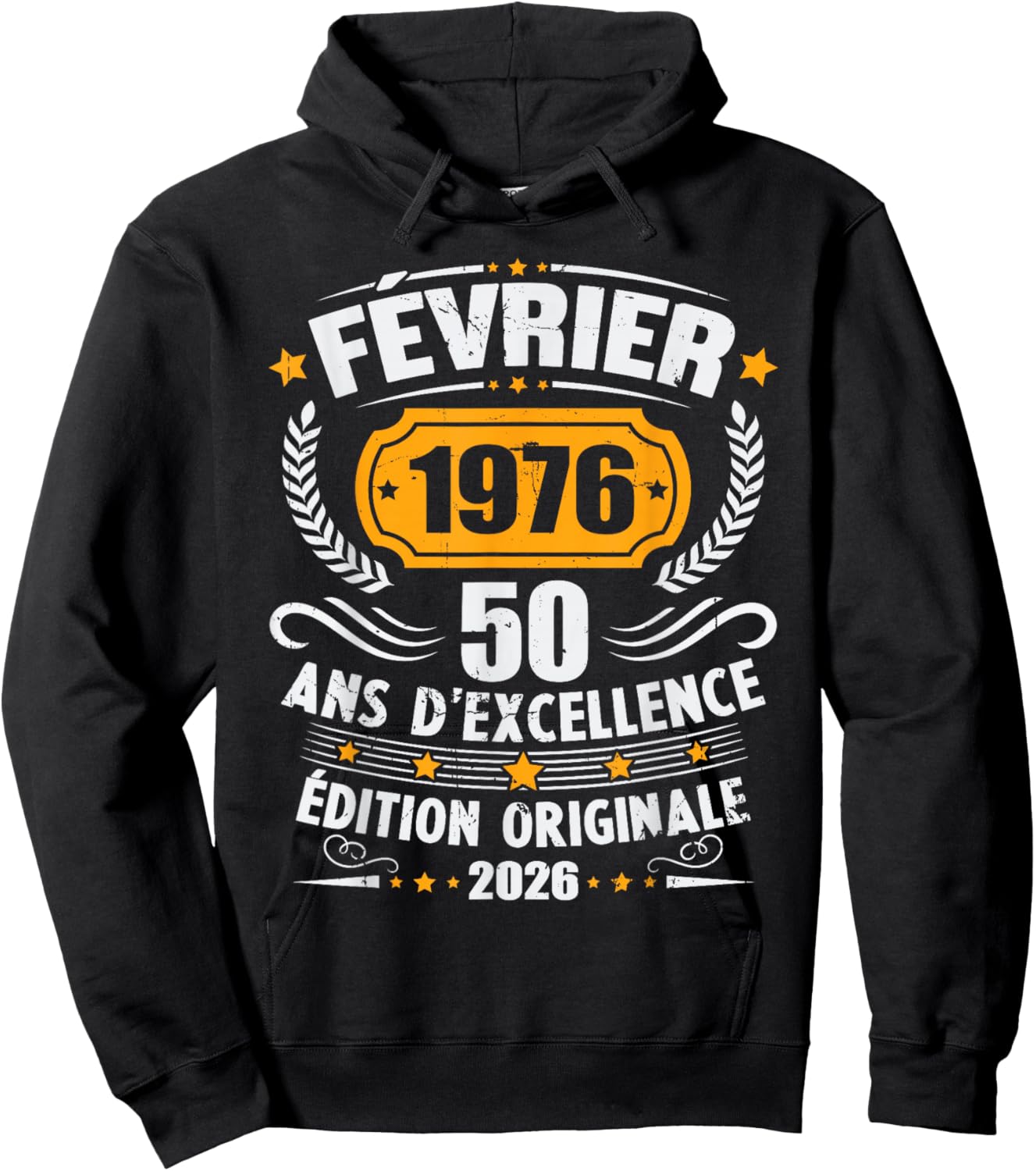 Vintage February 1976 50th Birthday Gift Man Woman Hoodie - Hoodie | Black
