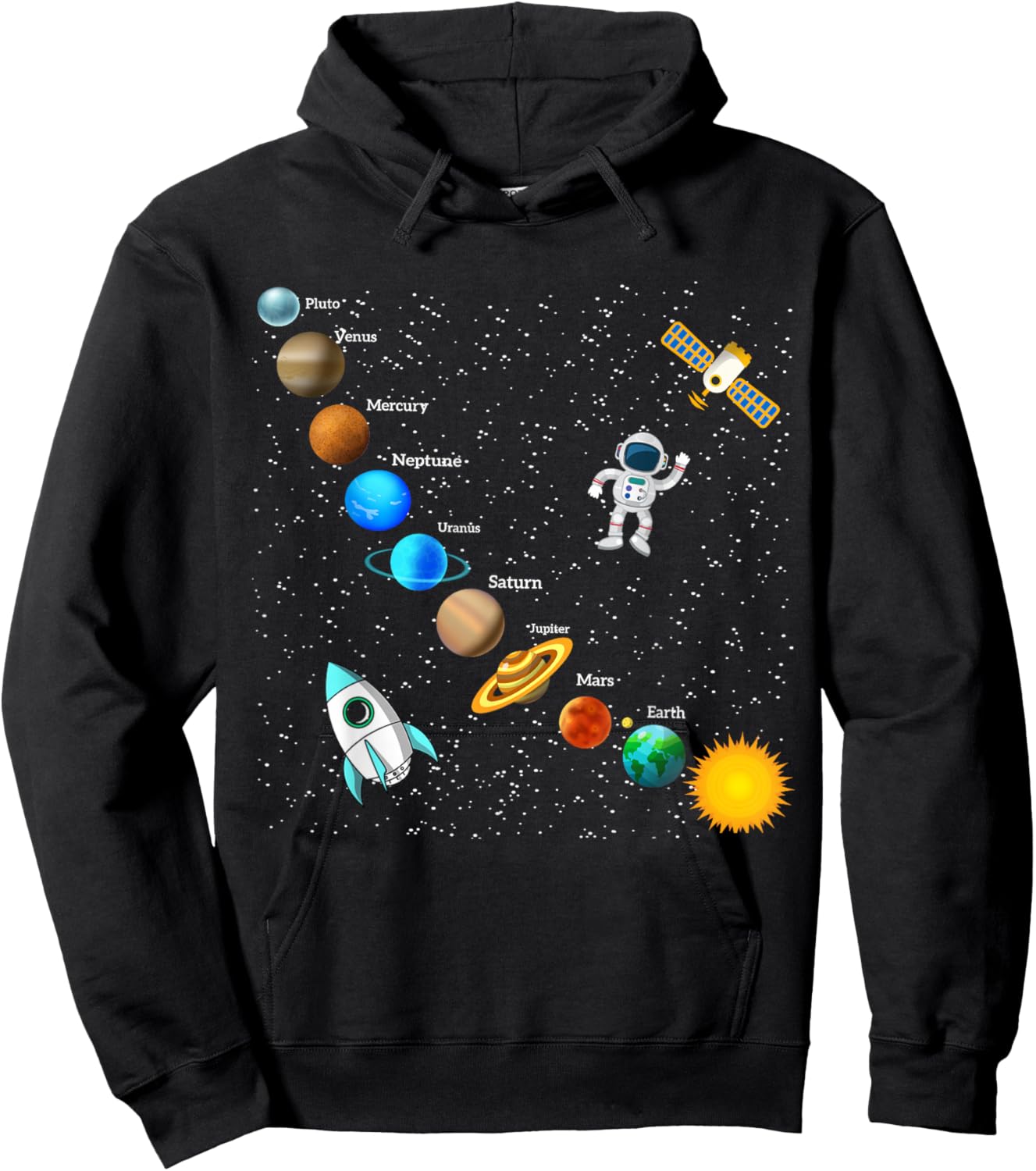 Solar System Astronaut Galaxy Kids Hoodie - Hoodie | Black