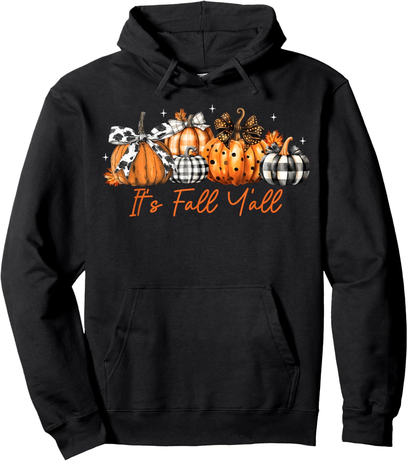 It's Fall Y'all Leopard Pumpkins Plaid Pumpkin Autumn Season Hoodie - Hoodie | Black