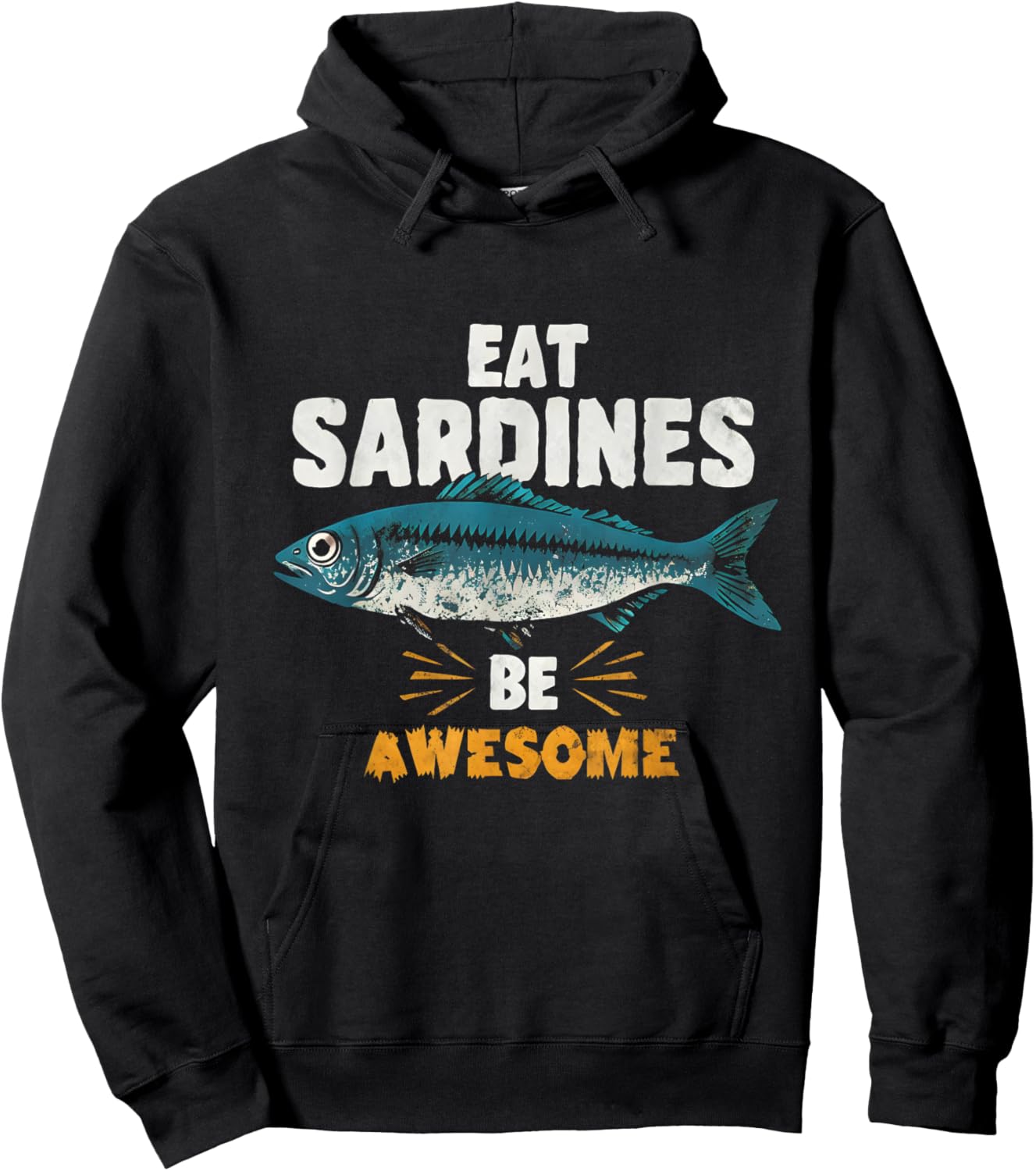 Funny Sardine Style Awesome Fish Hoodie - Hoodie | Black