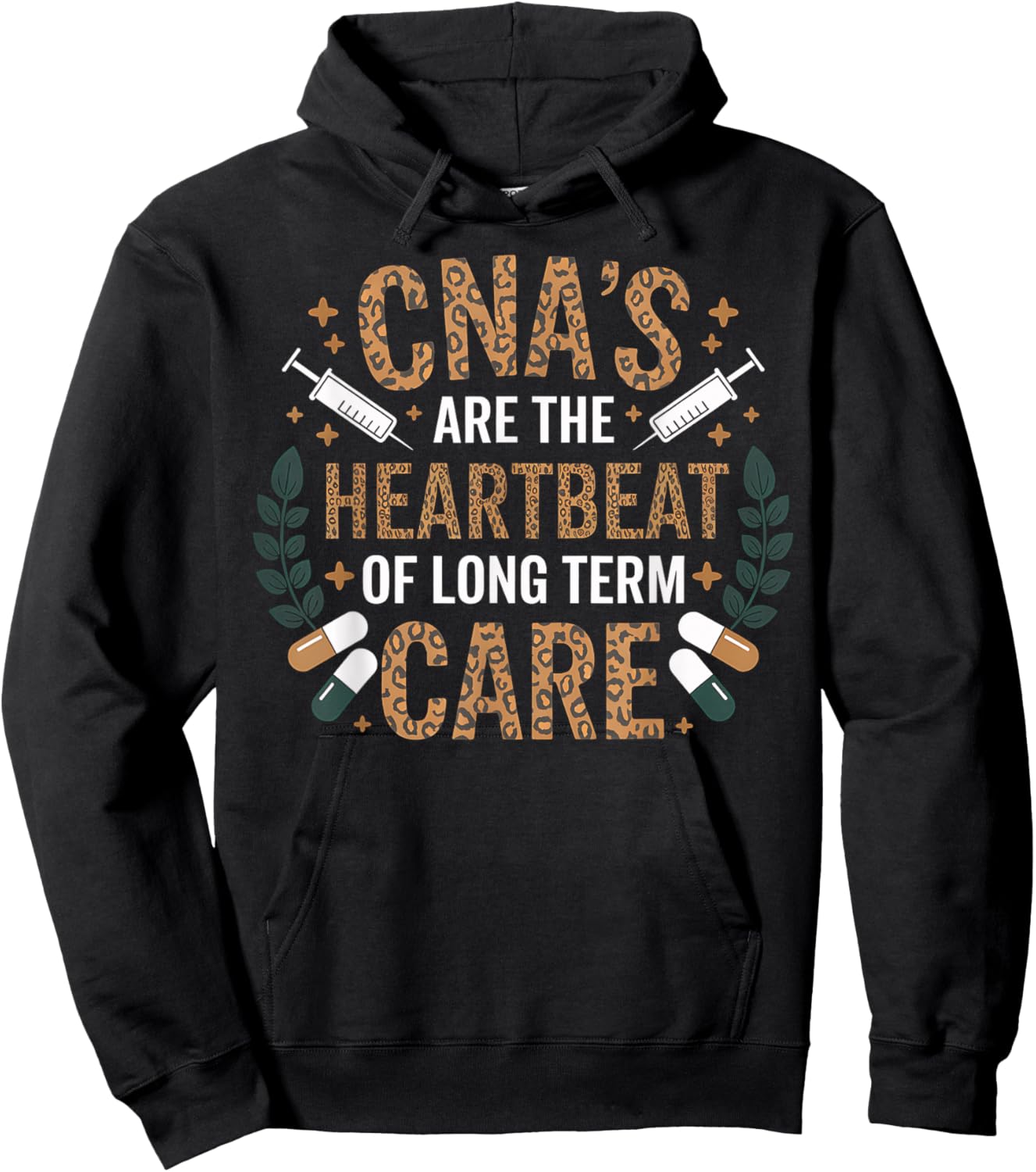 CNA Heartbeat Long Term Care Nurse Appreciation Gift Hoodie - Hoodie | Black