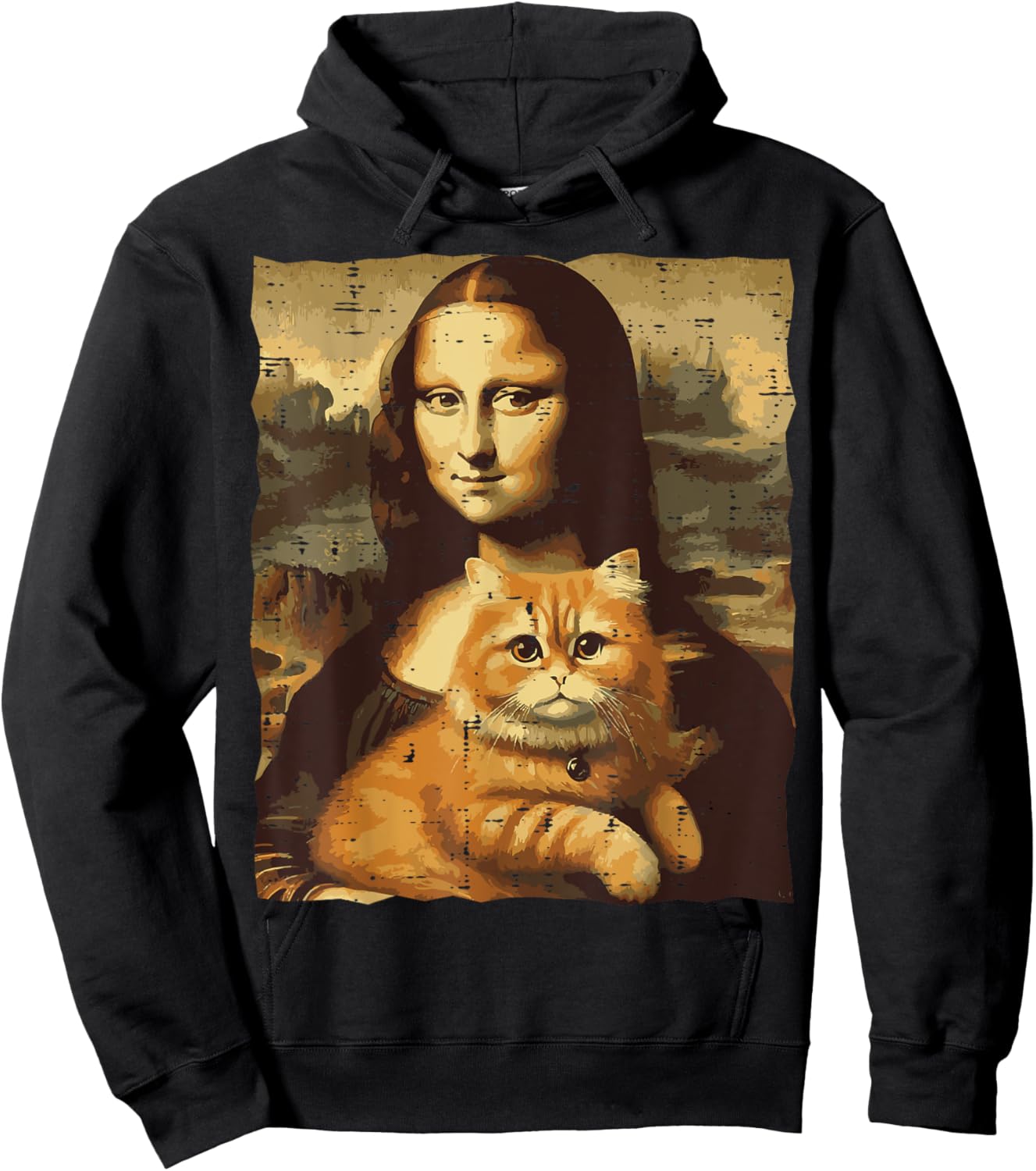 Mona Lisa Orange Cat Funny GInger Painting Women Men Kids Hoodie - Hoodie | Black