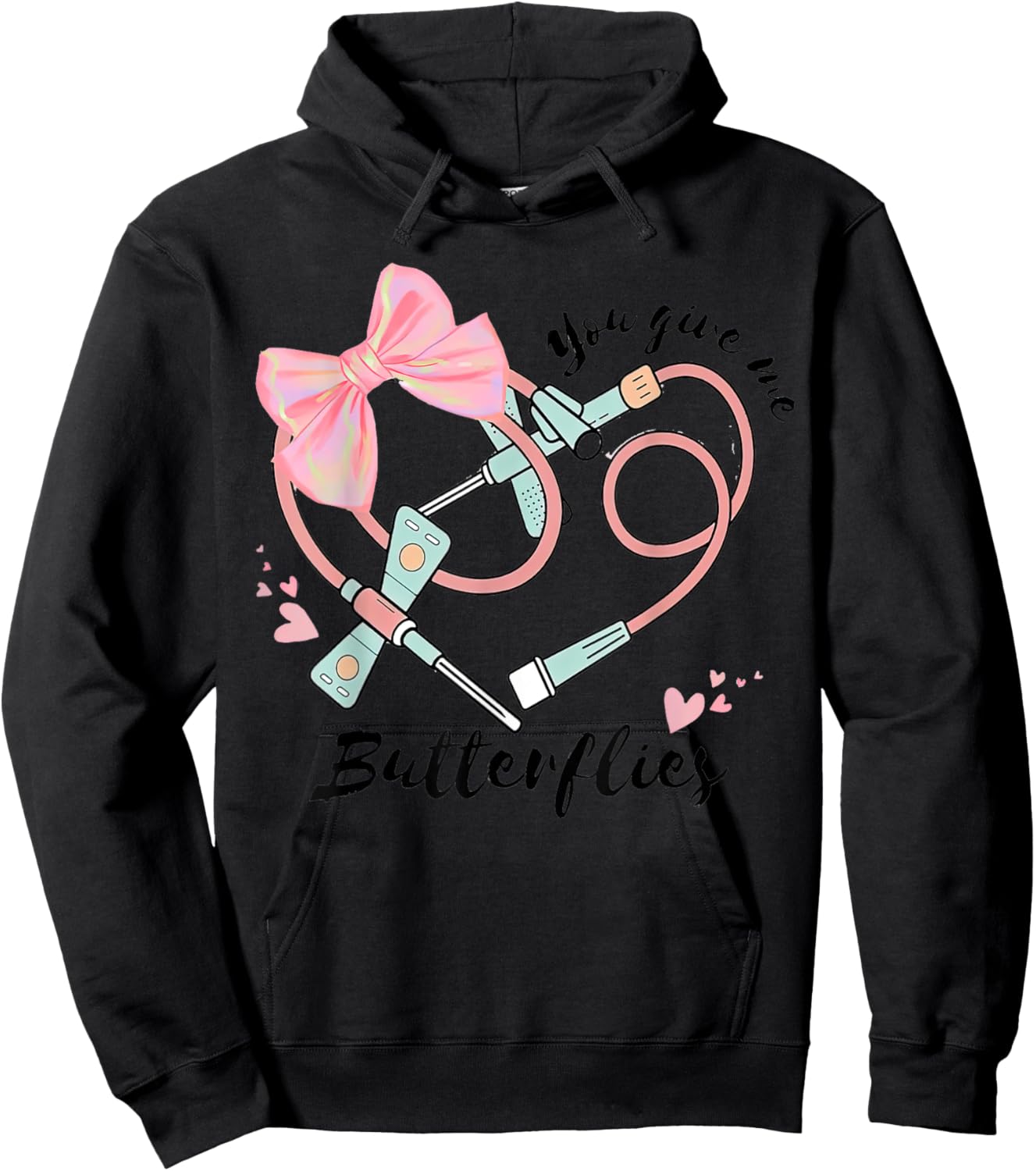 You Give Me Butterflies Phlebotomist Valentine Day Nurse Hoodie - Hoodie | Black