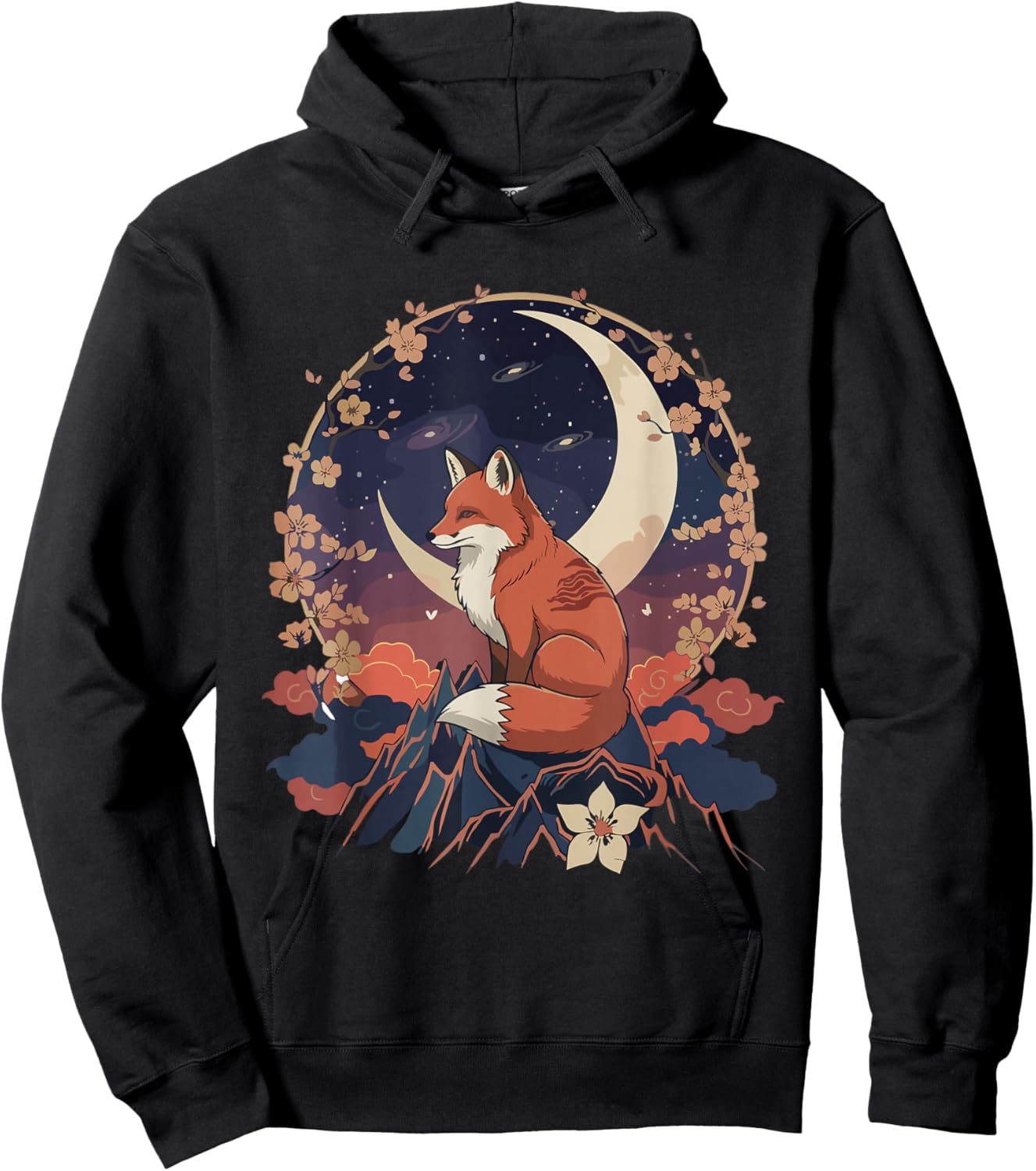Kawaii Celestial Fox Japanese Anime T Shirts Men Women Kids Hoodie - Hoodie | Black