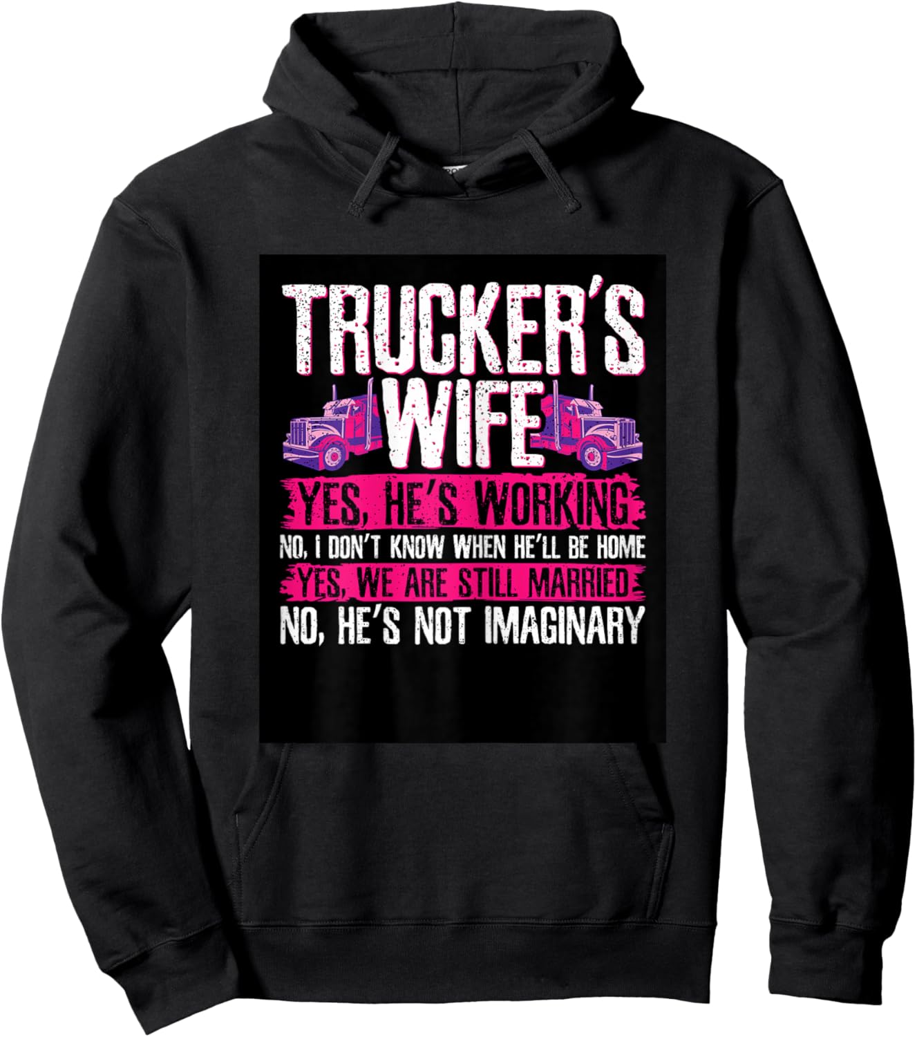Wife of A Truck Driver Trucker Design Hoodie - Hoodie | Black