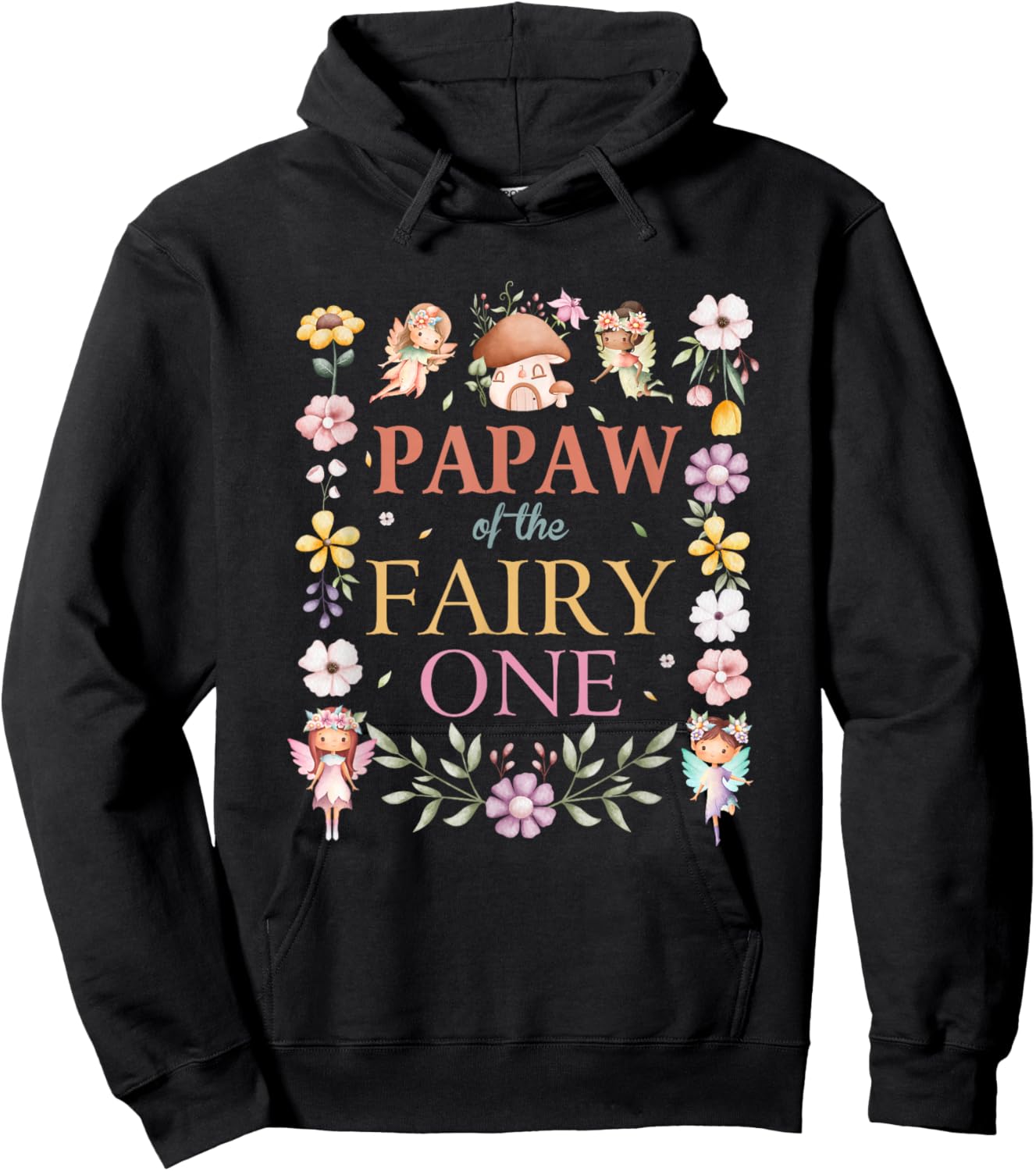Papaw of The Fairy One 1St Birthday Girl Family Matching Hoodie - Hoodie | Black