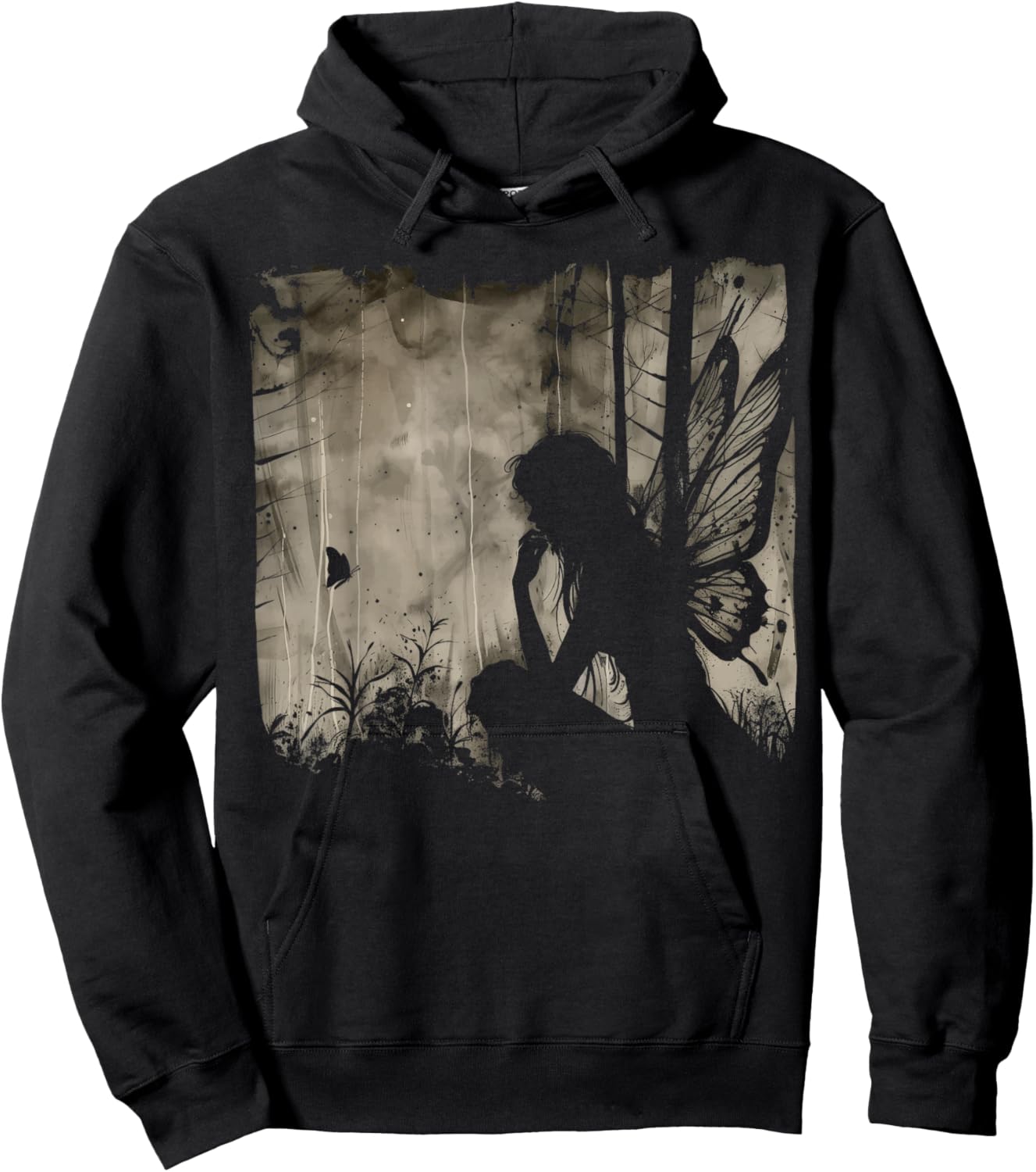 Dark Fairycore Fairy Art Grunge Butterfly Alt Goth Aesthetic Hoodie - Hoodie | Black