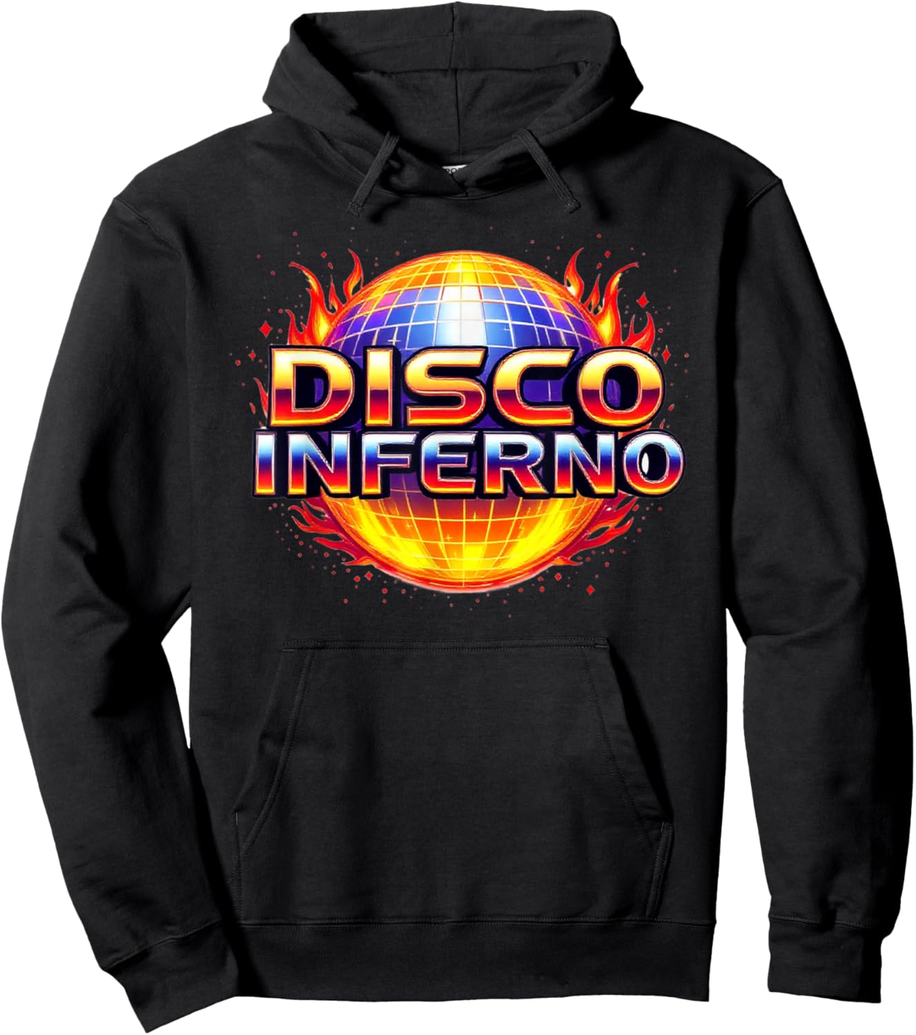 Disco Inferno: 70s Retro Groove, Funk, and Fire Hoodie - Hoodie | Black