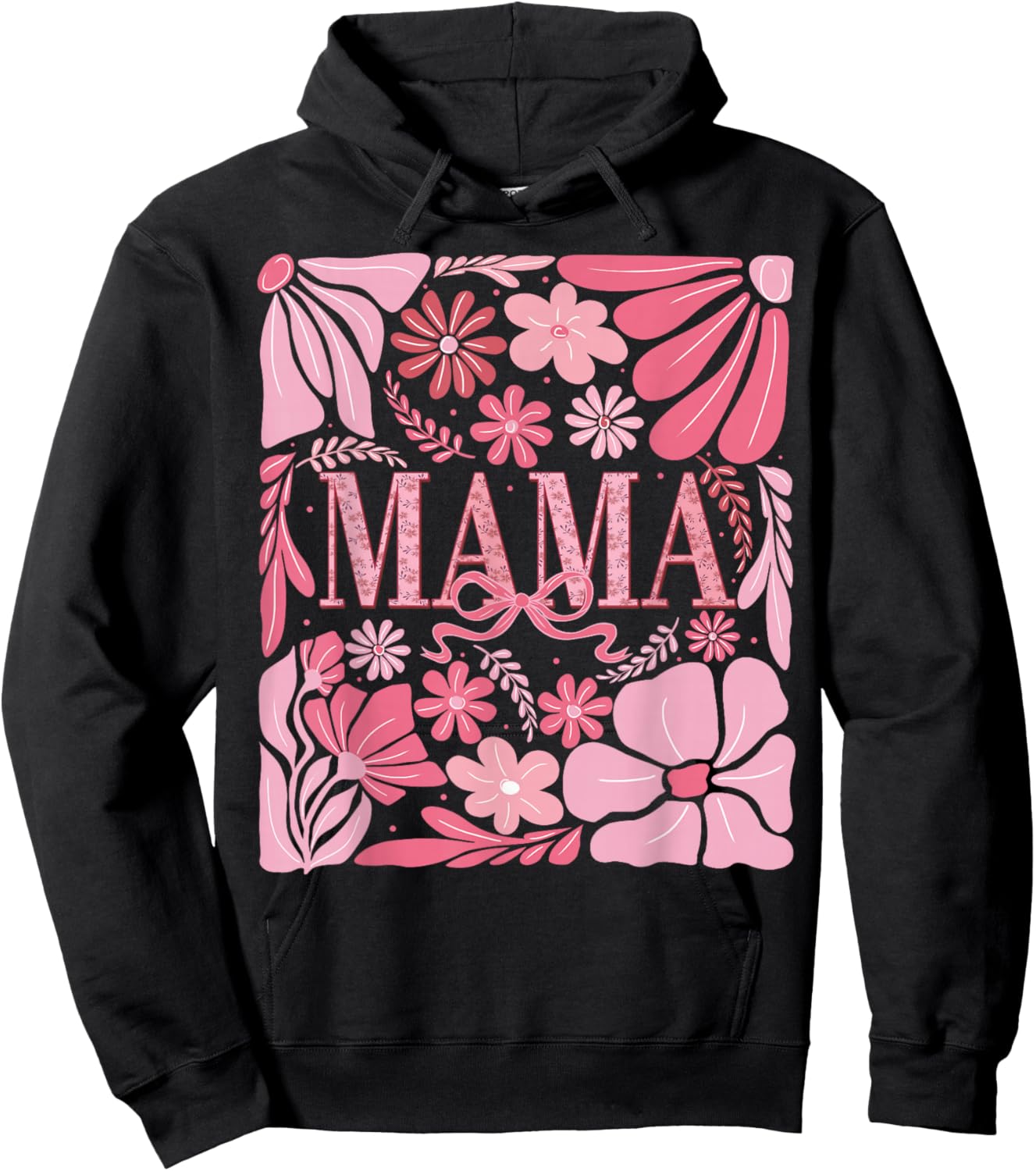 Floral Mama Coquette Boho Mama Mothers Day Retro Floral Hoodie - Hoodie | Black