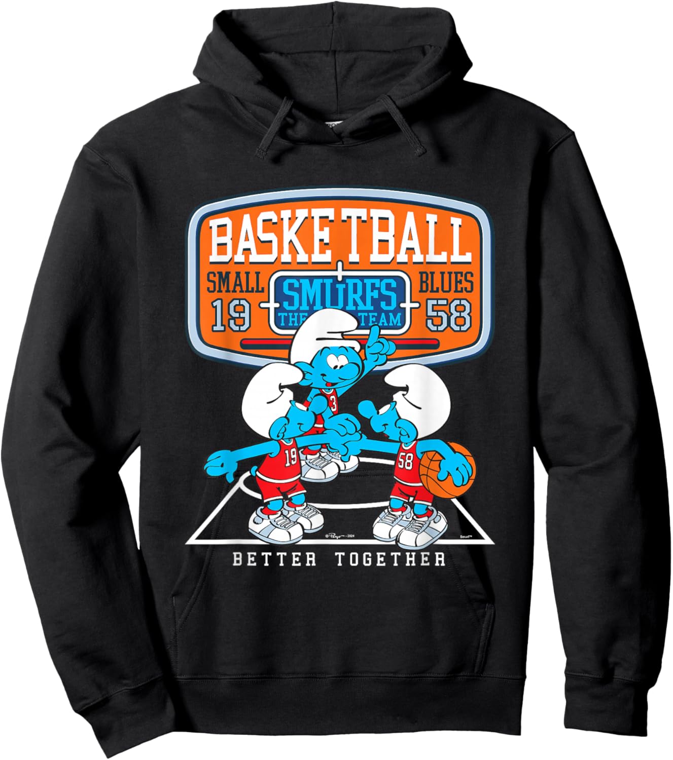 The Smurfs Basketball Team Better Together Big Chest Logo Hoodie - Hoodie | Black