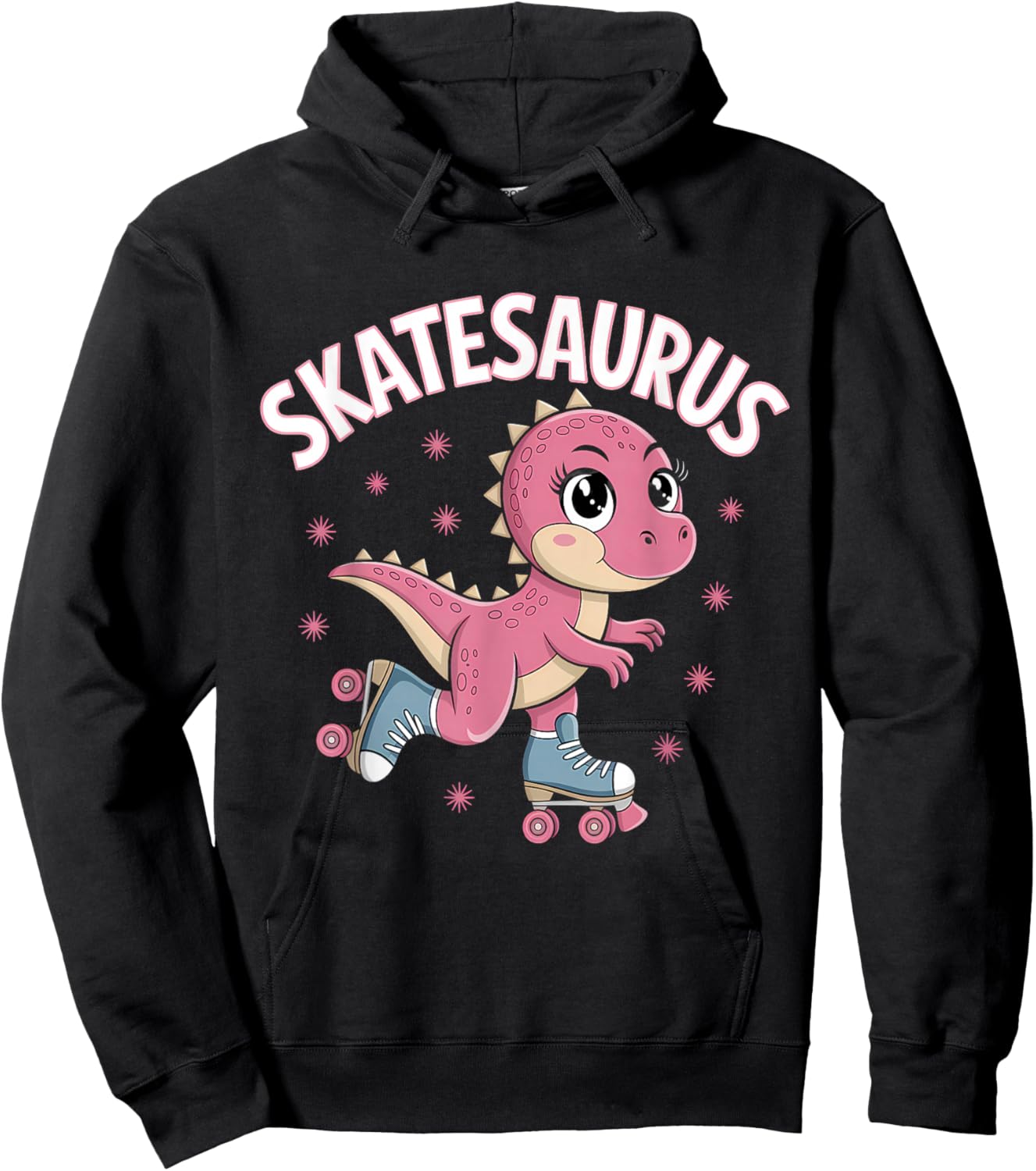 Roller Skating Dinosaur T-Rex Skate Dino Funny Roller Skater Hoodie - Hoodie | Black