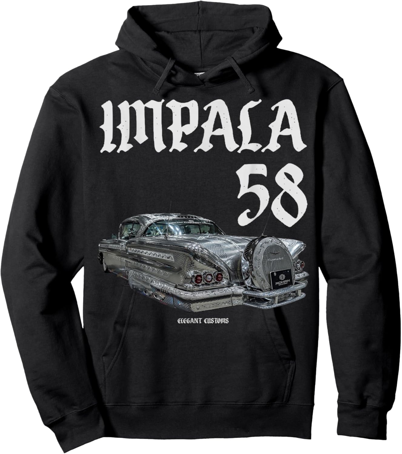 1958 Impala Engraved text Low Rider Kustom Lead Sled Hot Rod Hoodie - Hoodie | Black