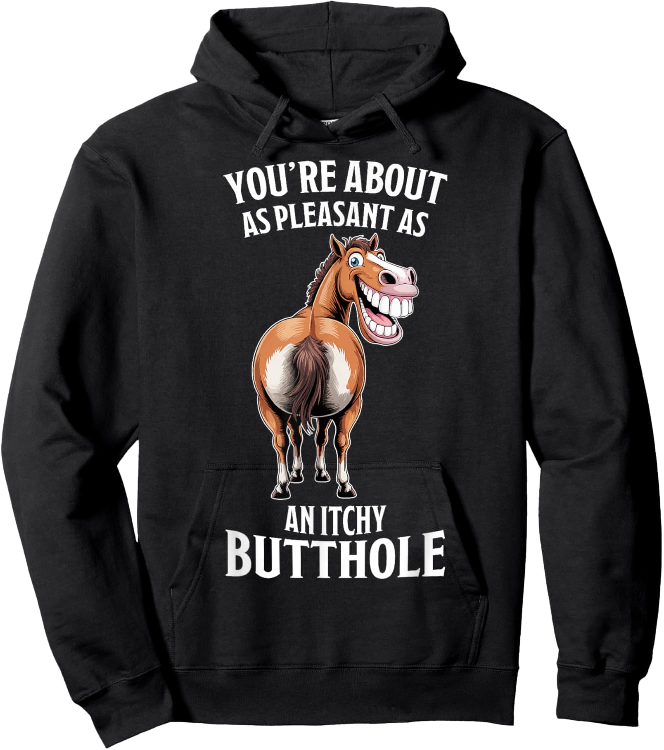 Funny Horse - You're About As Pleasant As an Itchy Butthole Hoodie - Hoodie | Black