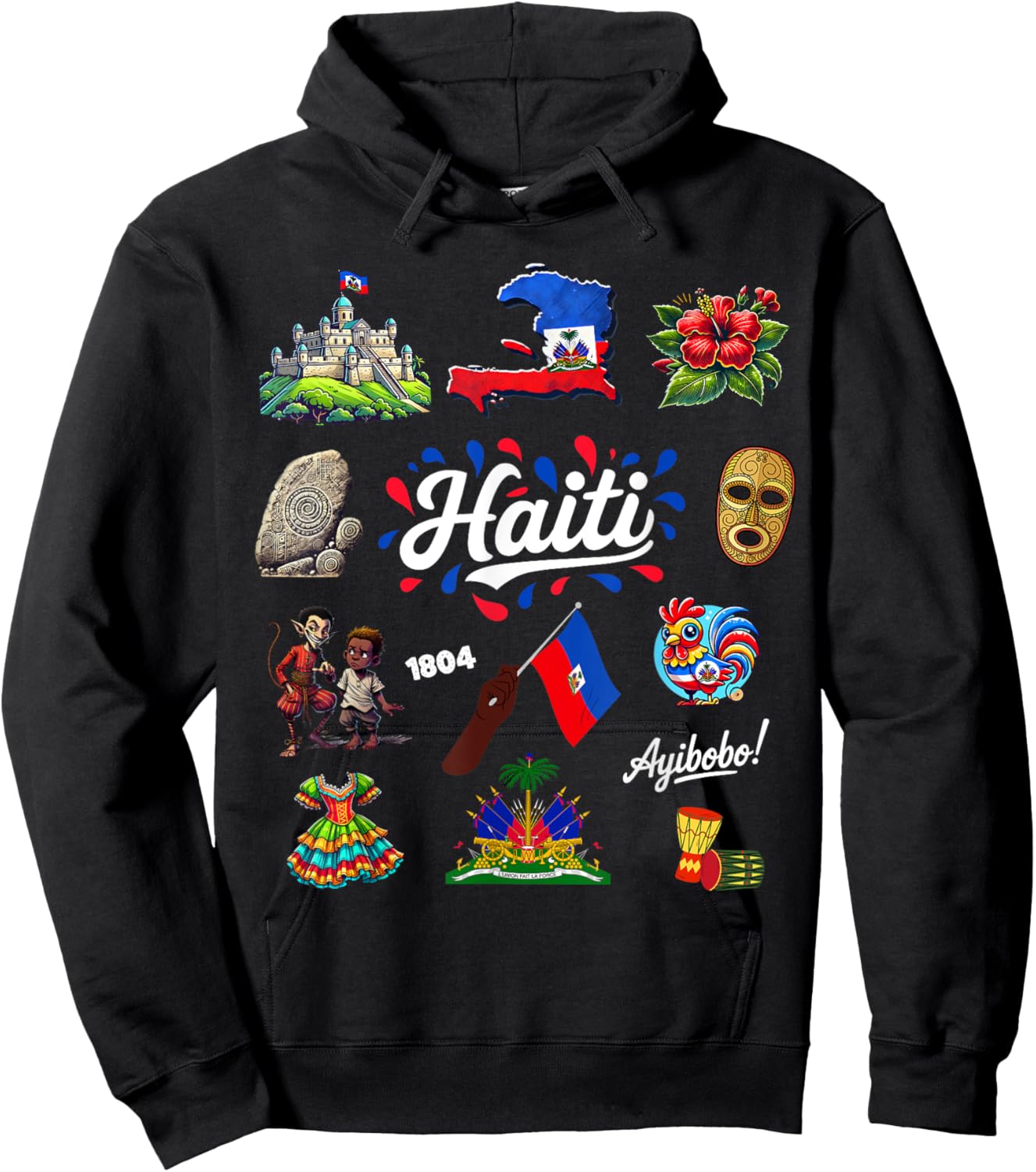 Haitian Pride Culture Heritage Outfit Idea Haiti Flag kids Hoodie - Hoodie | Black