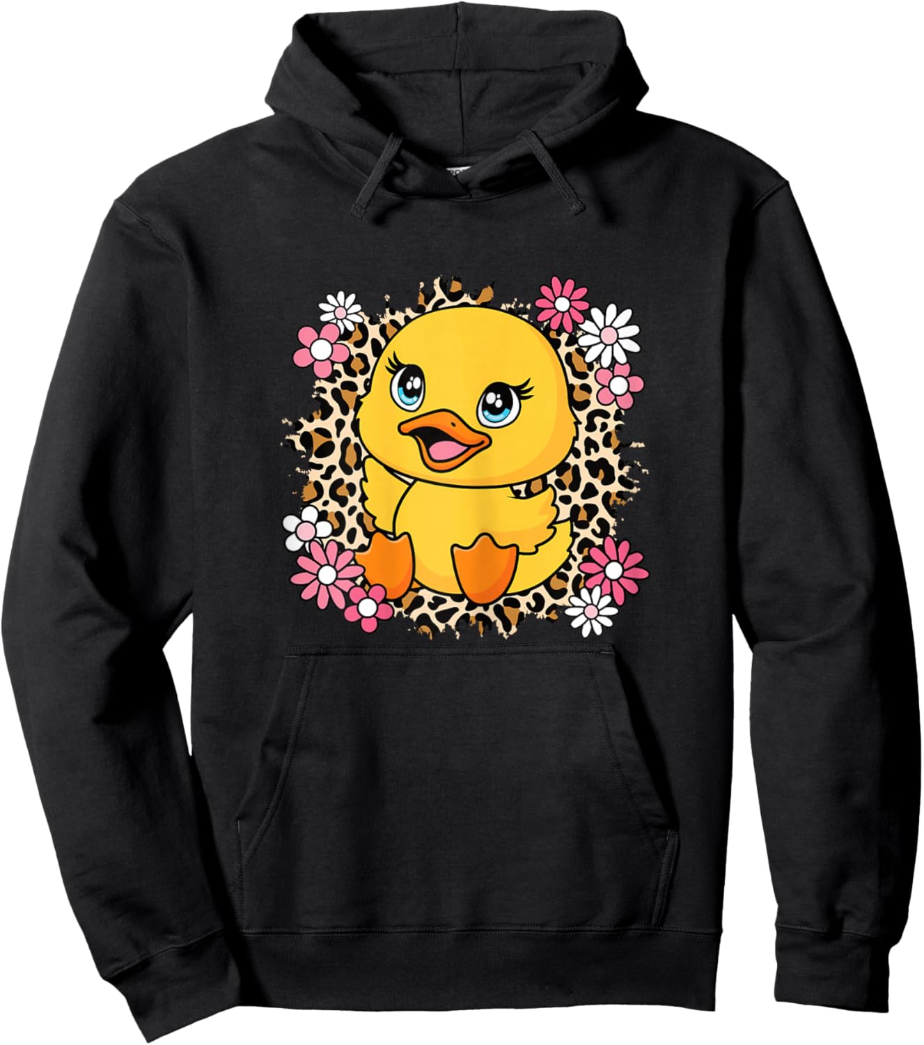 Cute Duck Flowers Duck Lover Women Girls Kids Hoodie - Hoodie | Black