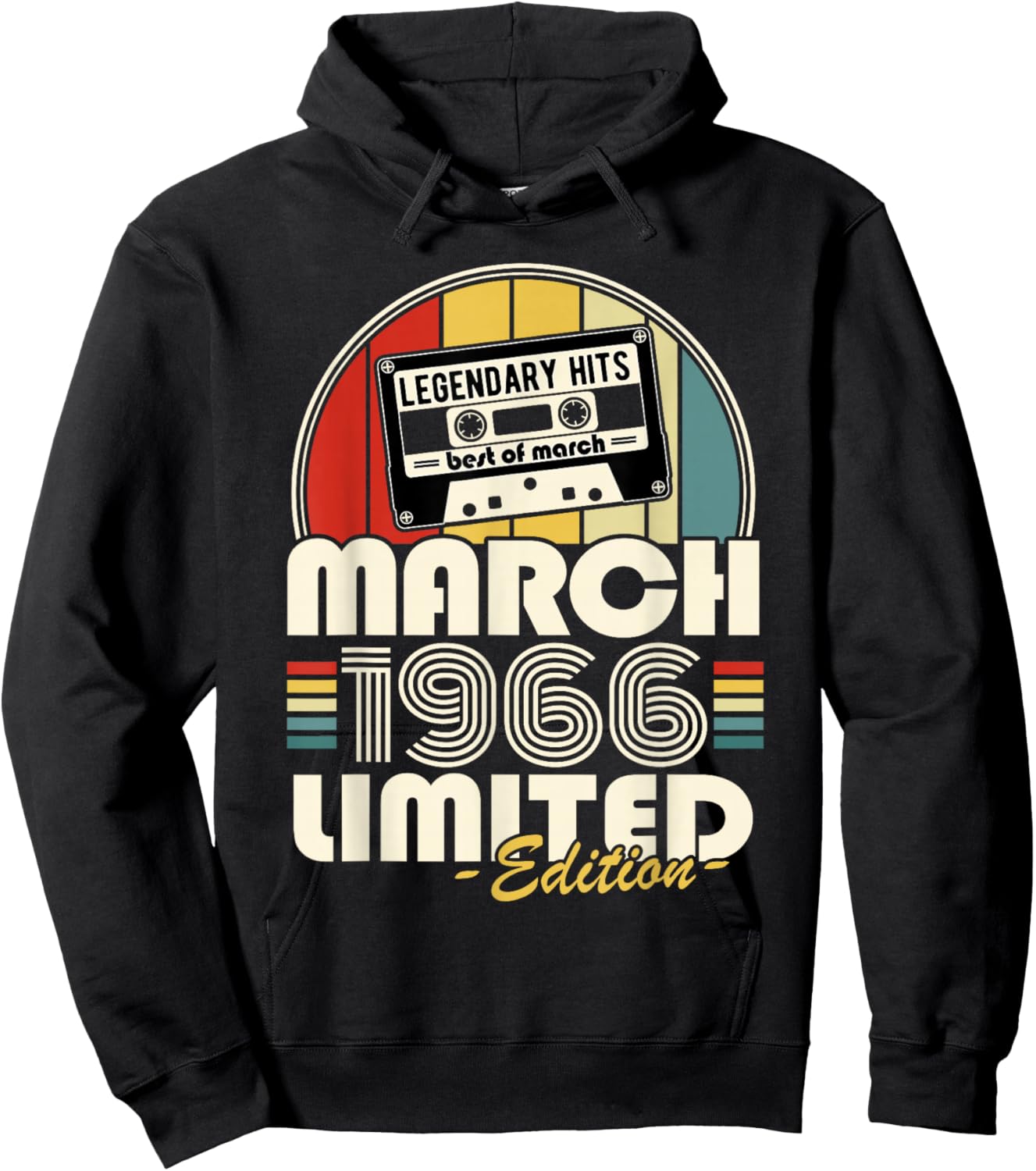 Vintage Birthday 60 Years Born in March 1966 Men Women Hoodie - Hoodie | Black
