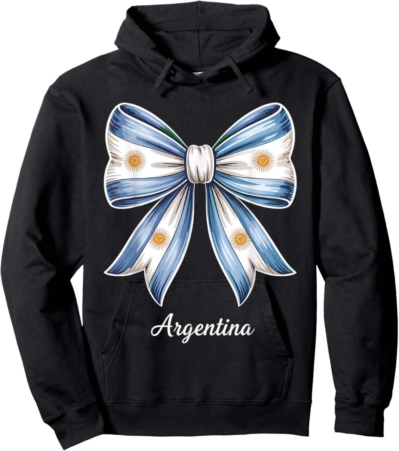Argentina Flag Coquette Bow Argentinian Pride Hoodie - Hoodie | Black