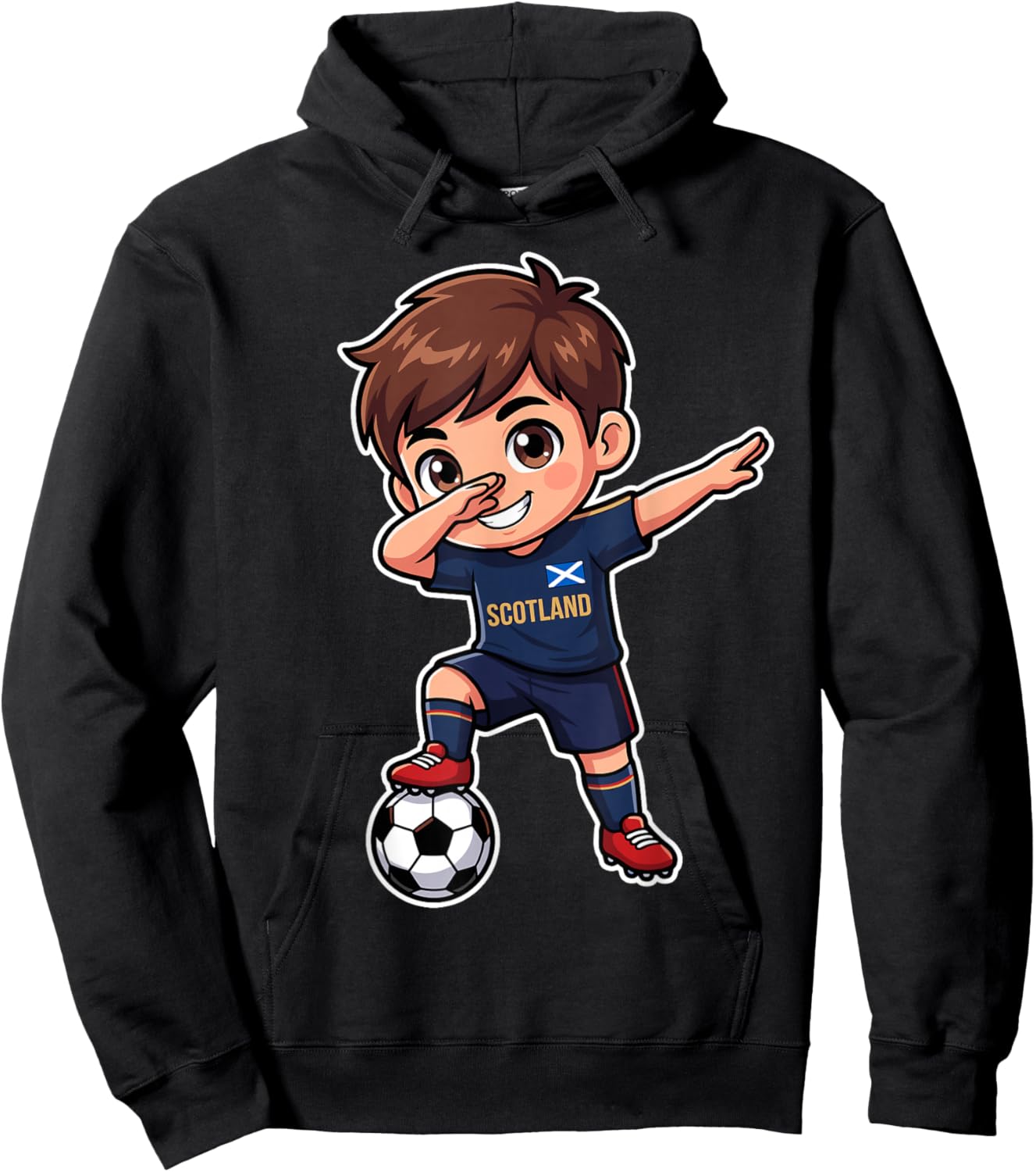 Scottish Kid Goal Cartoon Scotland Flag for Kids Hoodie - Hoodie | Black