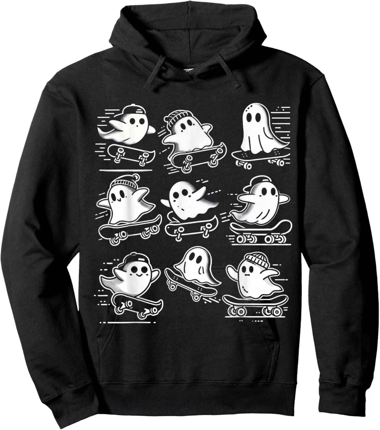 Funny Ghost Skateboard Halloween Costume Skateboarding Hoodie - Hoodie | Black