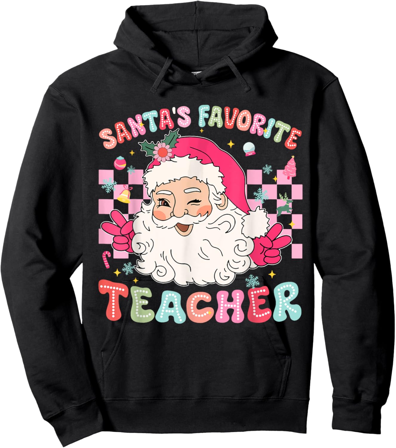 Santa Favorite Teacher Shirt Teacher Christmas Hoodie - Hoodie | Black