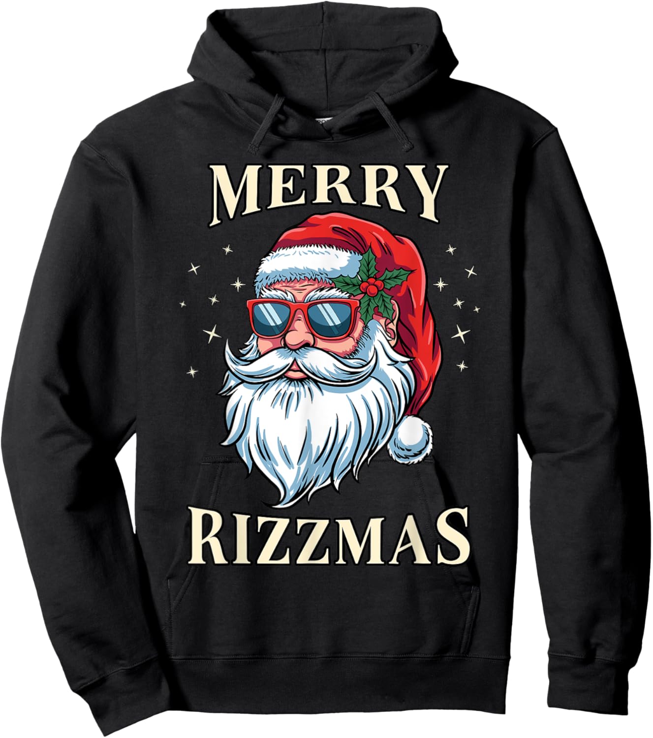 Merry Rizzmas Christmas Santa Claus Rizz Xmas Costume Funny Hoodie - Hoodie | Black