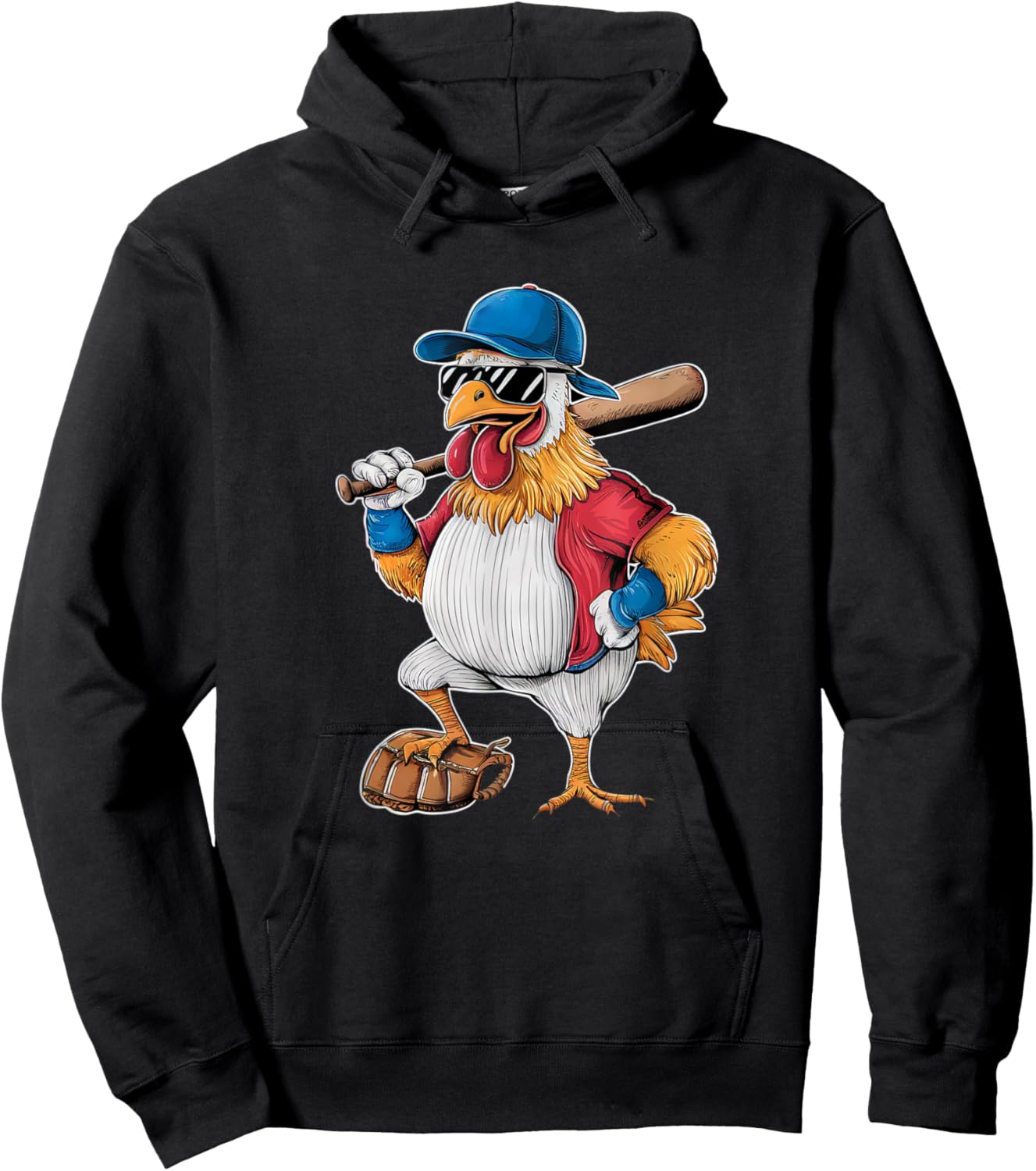 Chicken Baseball Player Funny Sports Design Hoodie - Hoodie | Black